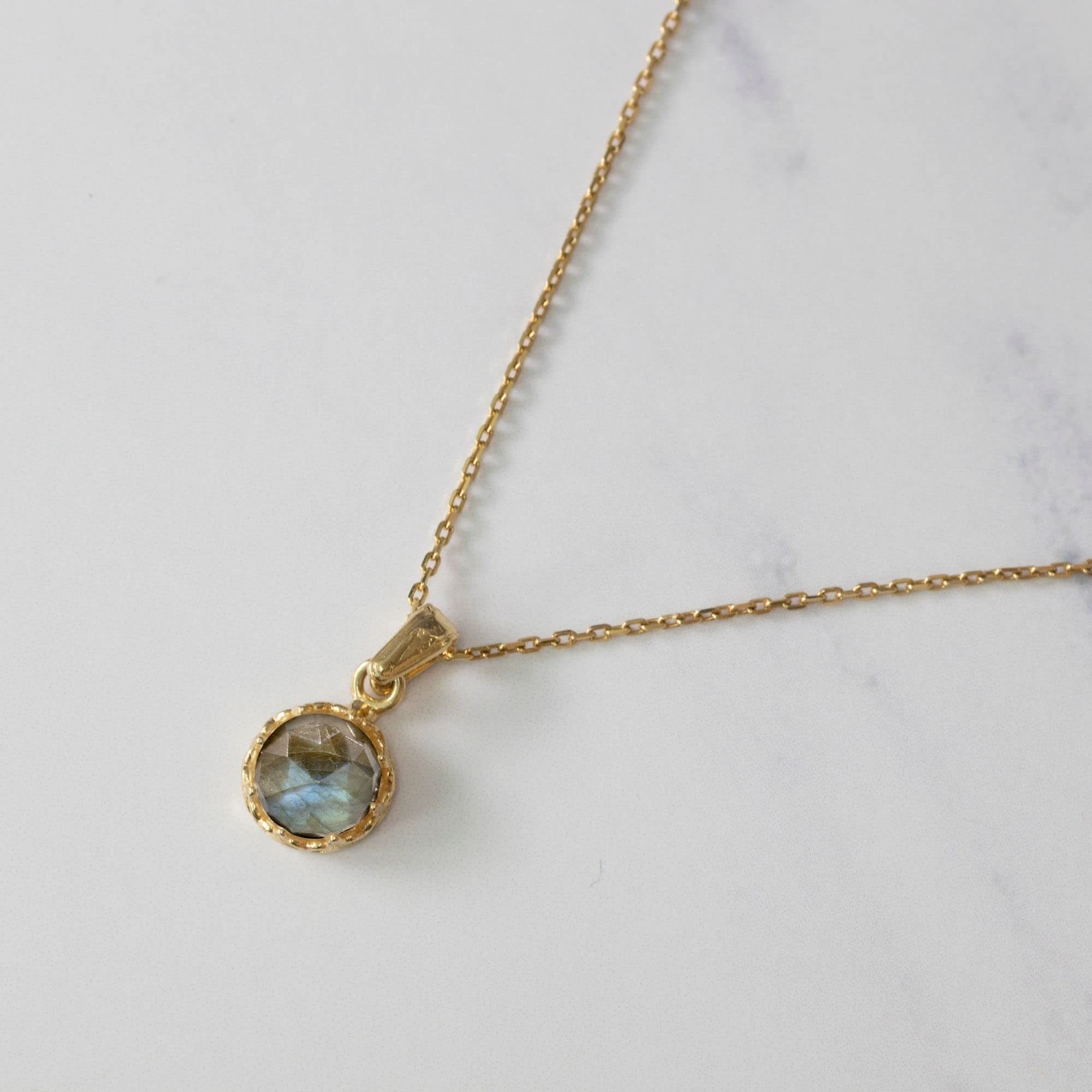 14K Gold Plated Labradorite Necklace for Women - Elegant 925 Sterling Silver Birthstone Pendant - Minimalist Gold Jewelry for Everyday Wear, Gifts & Special Occasions