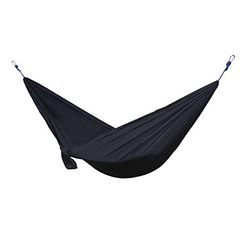 Lightweight Portable Nylon Double Camping Hammock for Adults - Outdoor Travel, Hiking & Backpacking Gear - Perfect for Camping, Hunting & Relaxation in Nature (Black)