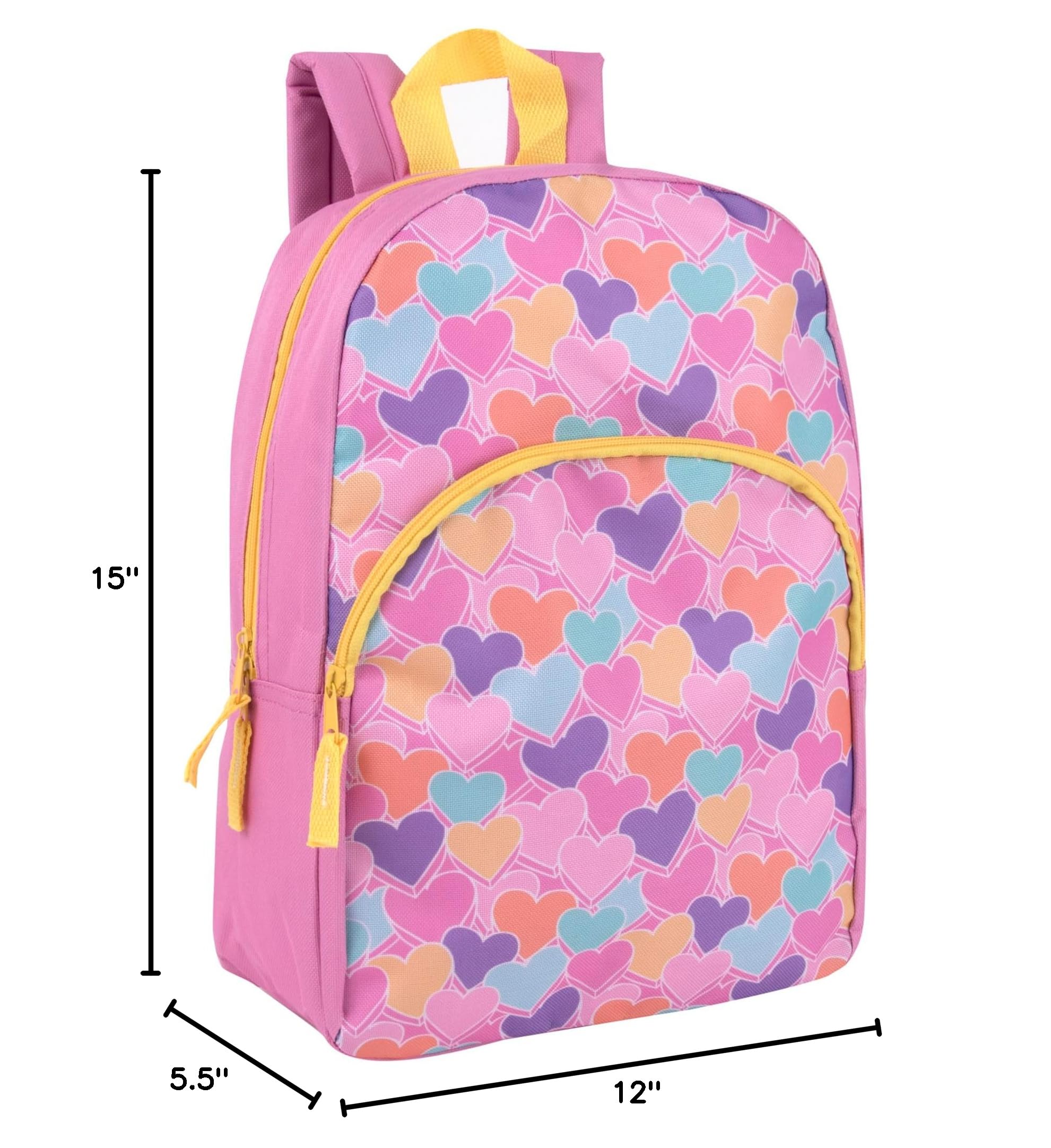 15 Inch Kids Backpack for Boys & Girls - Lightweight School Backpack with Padded Straps for Preschool, Kindergarten & Elementary Students | Sweet Candy Hearts Design | Perfect for School, Travel & Daily Use