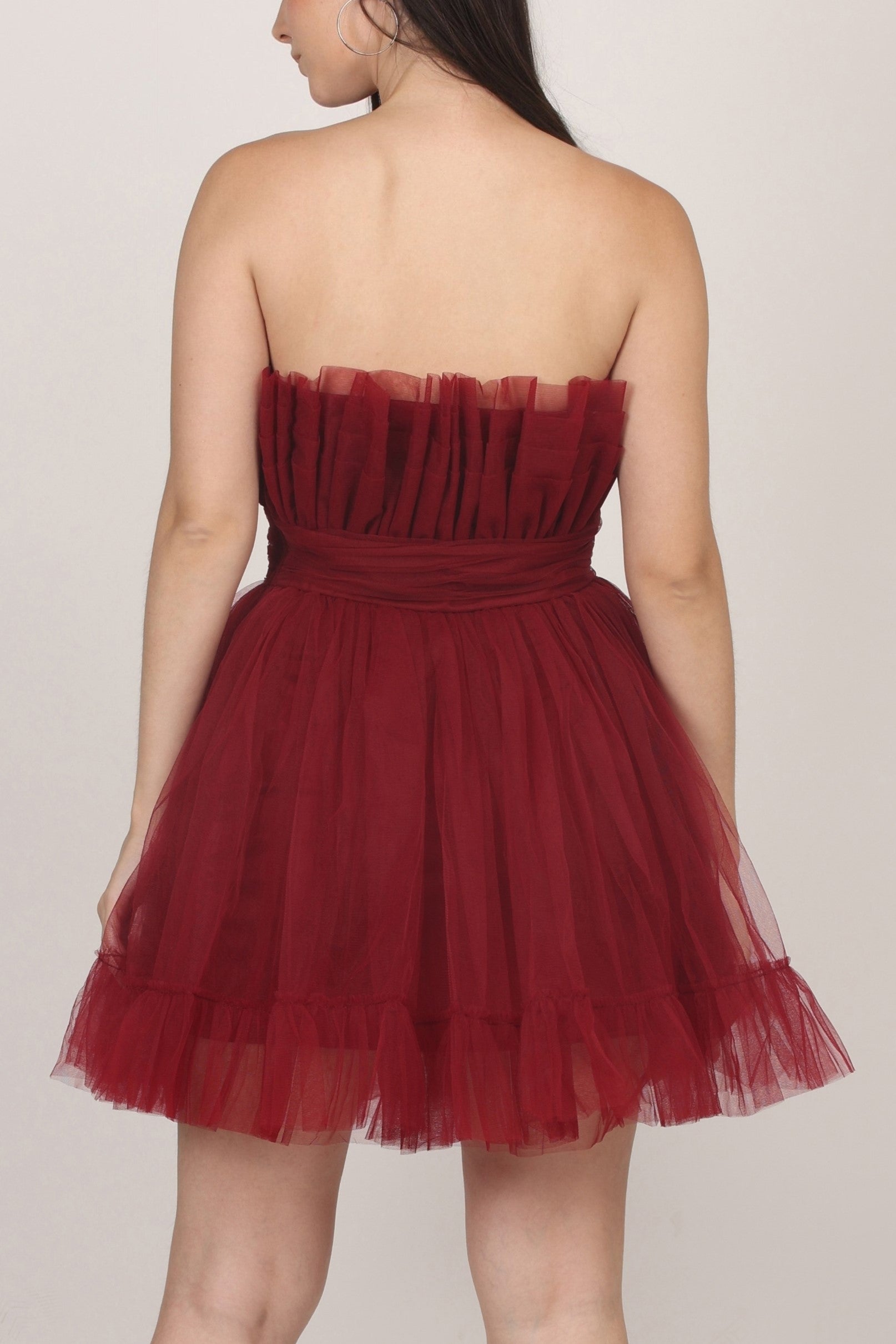 Astro Red Caspian Tulle Mini Dress for Women - Elegant Party, Cocktail & Evening Wear