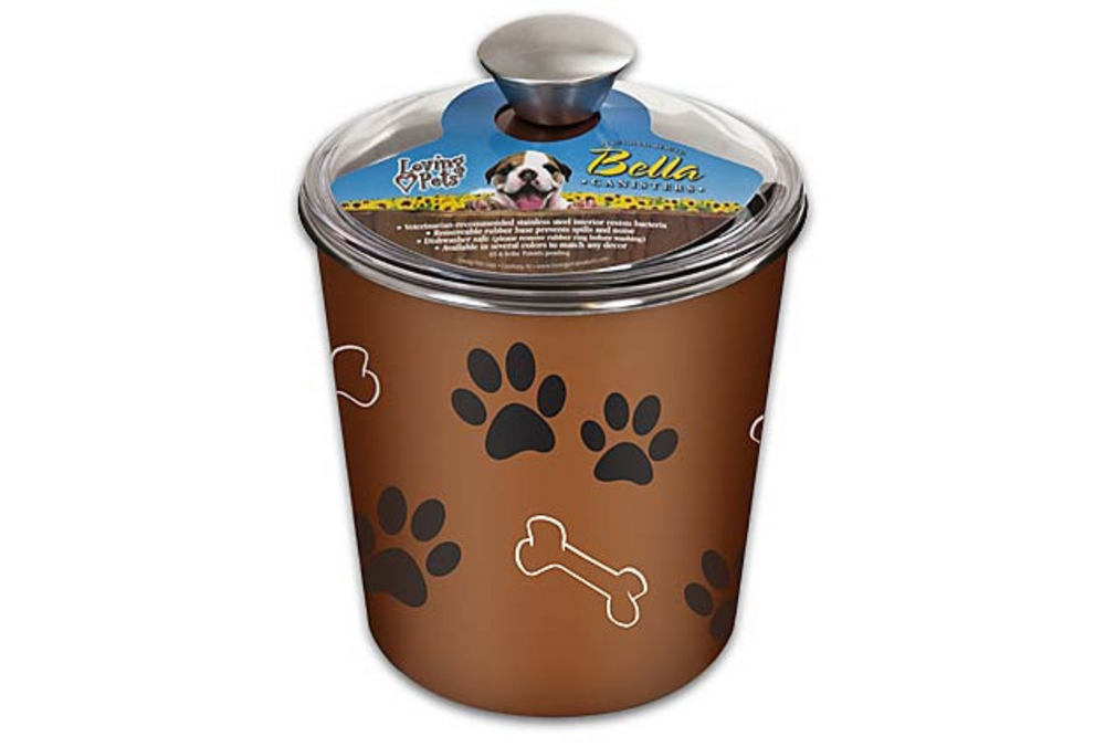 Loving Pets Bella Canister Copper Treat Holder - Airtight Dog Treat Storage Container for Freshness - Perfect for Home, Travel & Training Rewards