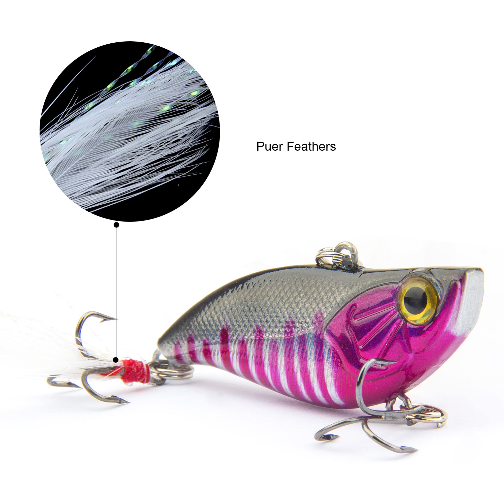 Rooster Tail Bass Trout Lures with Feathers - Fishing Spinner Baits Kit for Bass & Trout