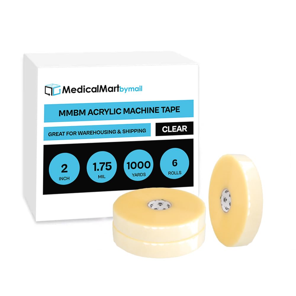 Shield Tape Machine Dispenser Packing Tape - 2 Inch x 1000 Yards, 6 Rolls Clear 1.75 Mil Packaging Tape with 3 Inch Core | Heavy-Duty Commercial & Industrial Shipping Tape | Perfect for Warehouse, E-commerce, and Logistics Packaging