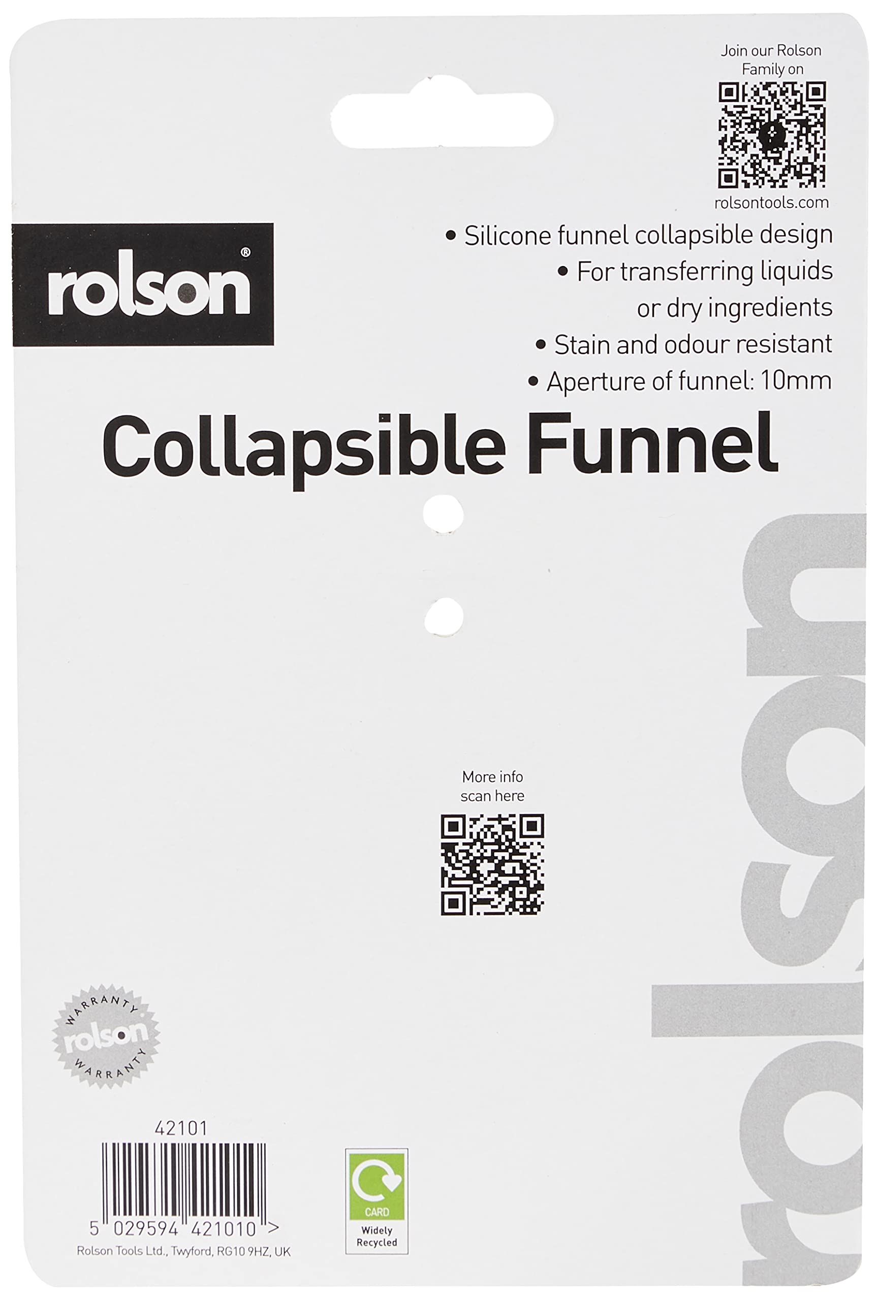 Rolson 42101 Flexible Funnel - Durable Plastic Funnel for Kitchen, Garage & DIY Projects - Easy Pouring for Liquids, Oils & Chemicals - Great for Cooking, Car Maintenance & Home Improvement