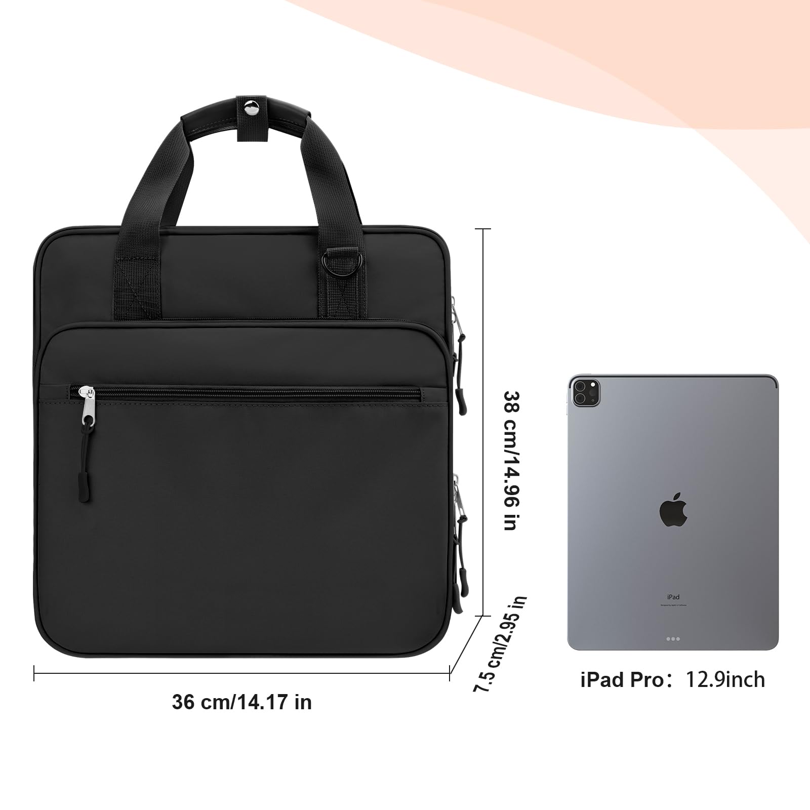 3 Ring 2 Inch Zipper Binder - 500 Sheet Capacity School Binder with Zipper Closure for Students, Teens & Kids - Compatible with 13-Inch MacBook - Includes Handle & Adjustable Shoulder Strap (Black) - Perfect for School, College, Office & Travel Organization