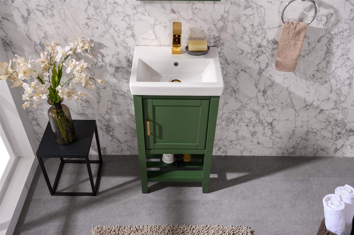 18-inch Pewter Green Bathroom Vanity with Sink - Modern Farmhouse Style for Small Bathrooms & Powder Rooms | Legion Furniture