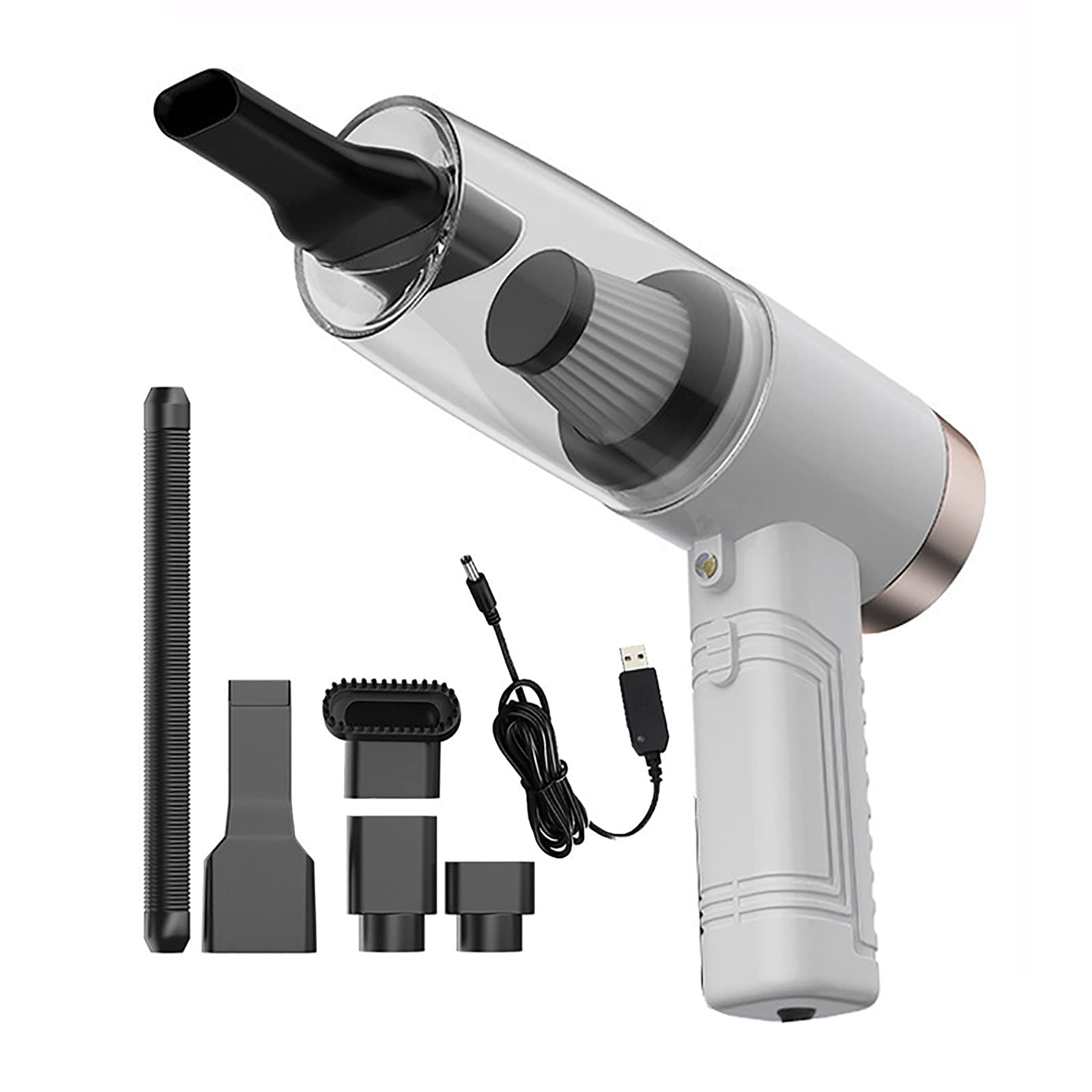 URJEKQ Cordless Handheld Vacuum Cleaner - 4500PA Super Suction, Rechargeable Wet/Dry Vac with LED Light - Lightweight for Home, Pet Hair, Car Cleaning - Perfect for Quick Spills, Upholstery & Hard-to-Reach Areas (White)
