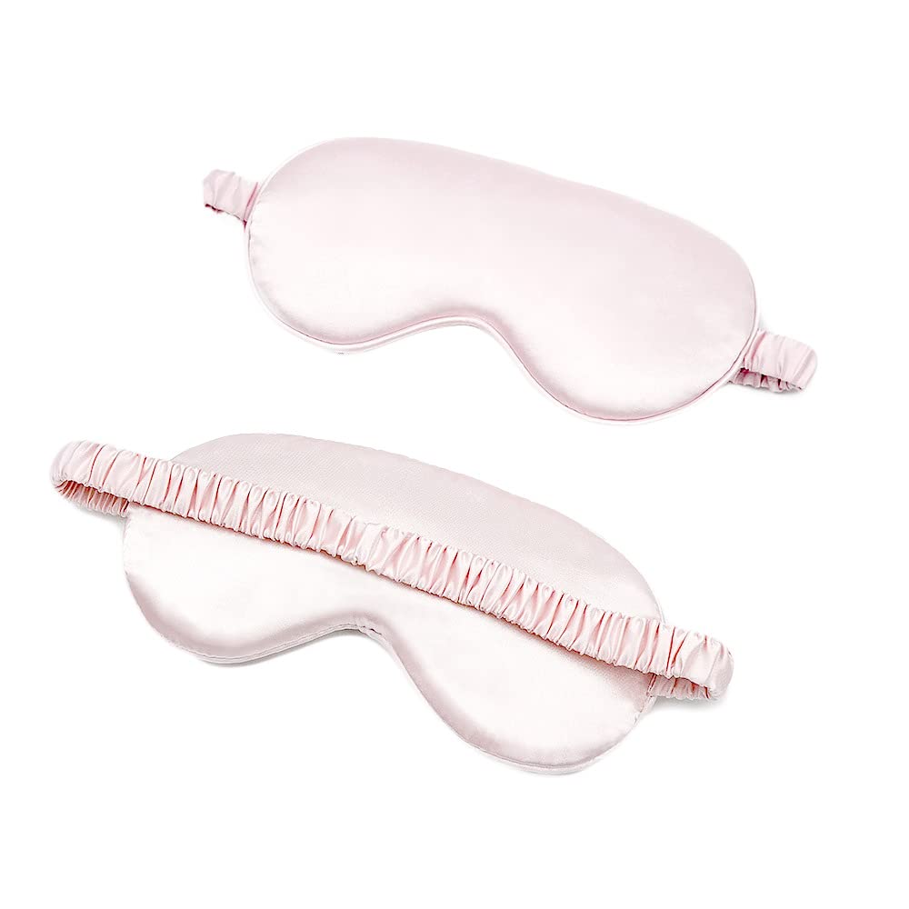 AUGEN 100% Mulberry Silk Sleep Eye Mask for Women & Men - Soft & Breathable Blindfold for Travel, Nap & Night Sleep - Pink (Pack of 1) - Perfect Gift for Insomnia Relief & Relaxation