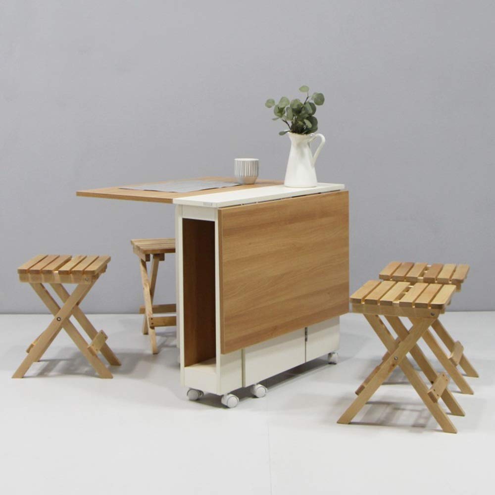 Foldable Multi-Purpose Table - Compact Computer Desk, Kitchen Table & Dining Table with 4 Stools | Space-Saving Home Office, Small Apartment & Outdoor Use