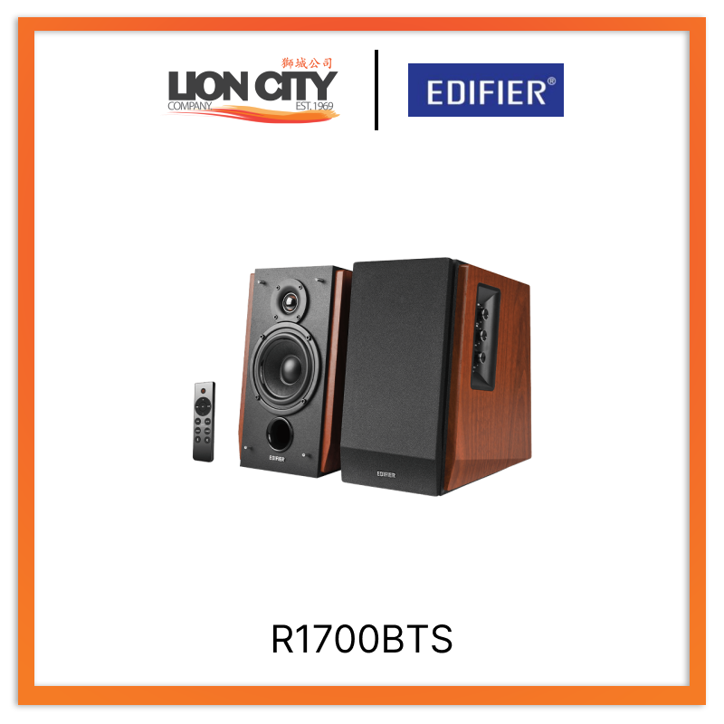 Edifier R1700BTS 66W Bluetooth 5.0 Bookshelf Speakers - Wireless Hi-Fi Audio System for Home, Office & Studio (Brown) - Perfect for Music, Movies & Gaming