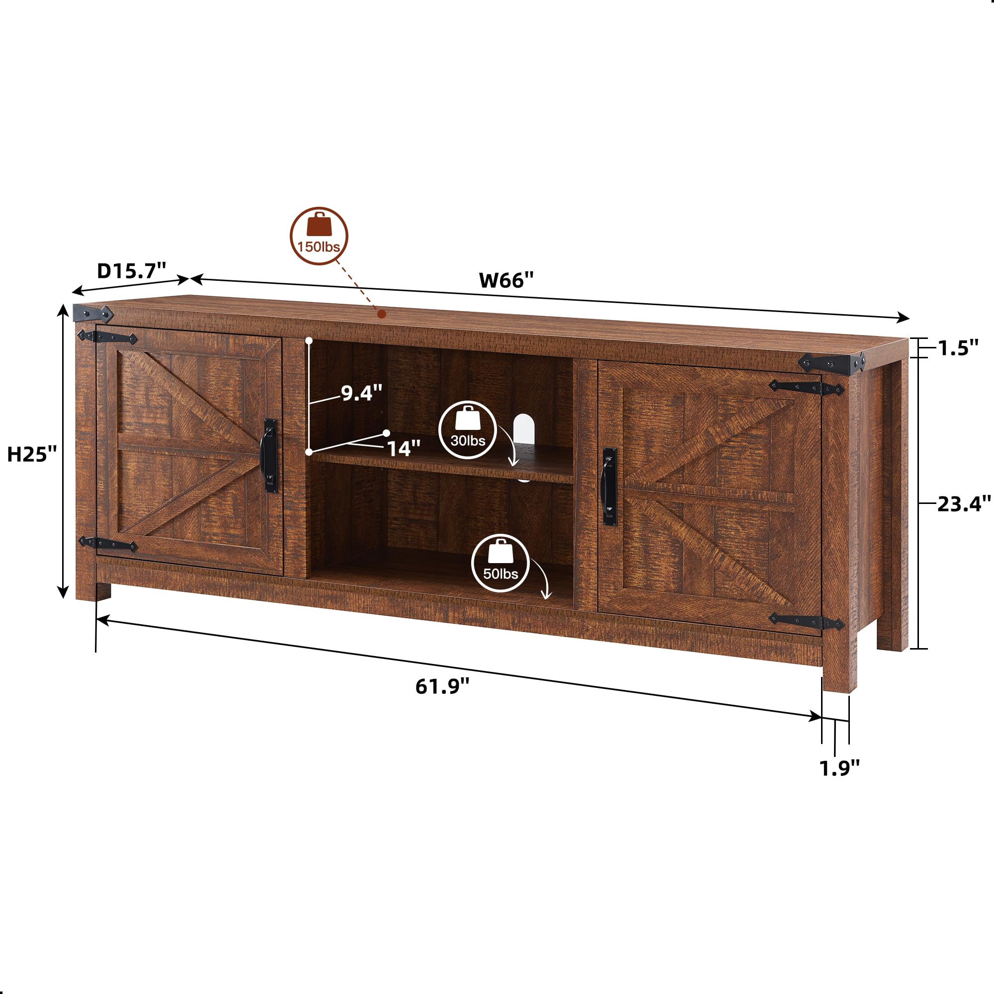 T4TREAM 75 Inch Farmhouse TV Stand - Rustic Wood Barn Door Media Console with Storage Cabinets, Easy Assembly Modern Entertainment Center for Living Room - Perfect for Home Theater & Family Movie Nights (Reclaimed Barnwood Finish)