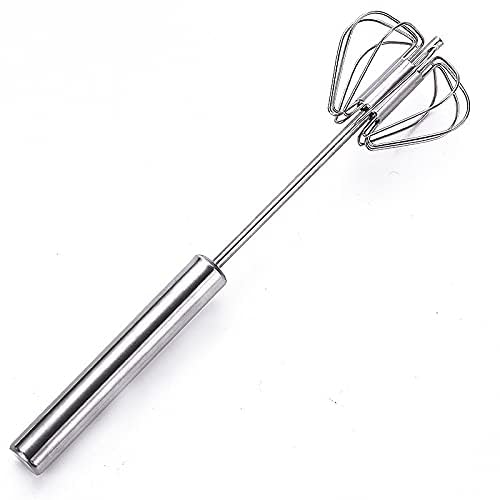 Florisca® Stainless Steel Hand Push Whisk - Semi-Automatic Egg Beater & Milk Frother for Baking, Cooking & Coffee Making - Perfect for Mixing, Whisking & Blending Eggs, Batter & Milk Foam