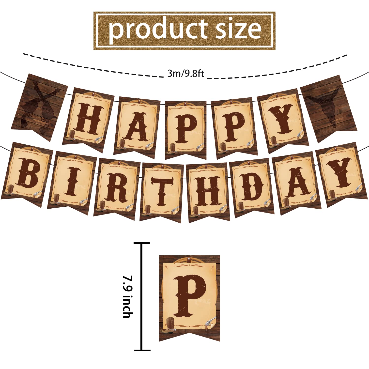 Western Cowboy Party Decorations - Cowboy Theme Birthday Supplies with Happy Birthday Banners & Hanging Swirls for Boys | Perfect for Wild West Parties, Cowboy Birthday Celebrations, and Western-Themed Events
