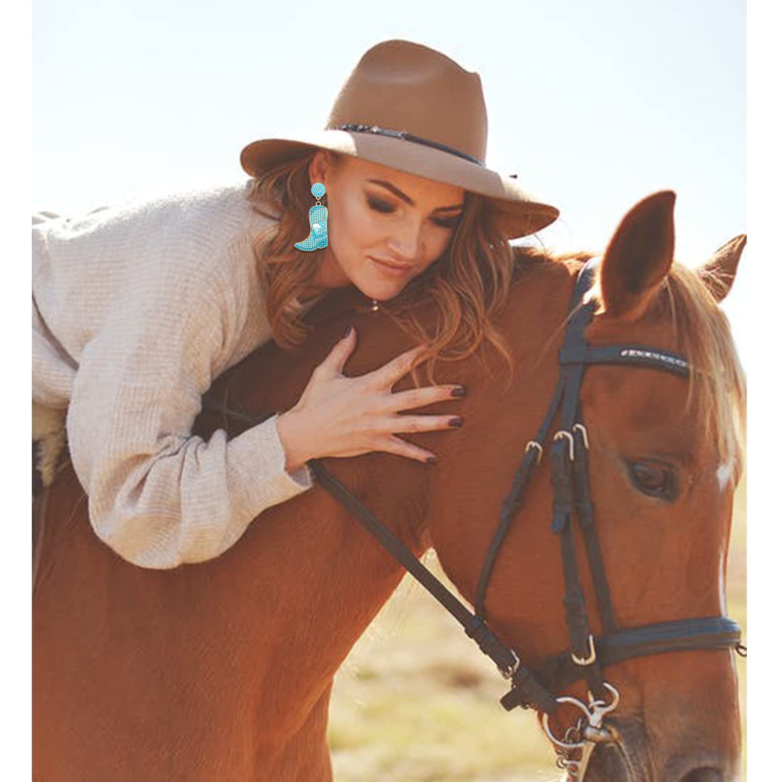 Western Cowgirl Boot Earrings for Women - Boho Beaded Dangle Drop Y2K Jewelry - Perfect for Parties, Festivals & Country-Themed Events