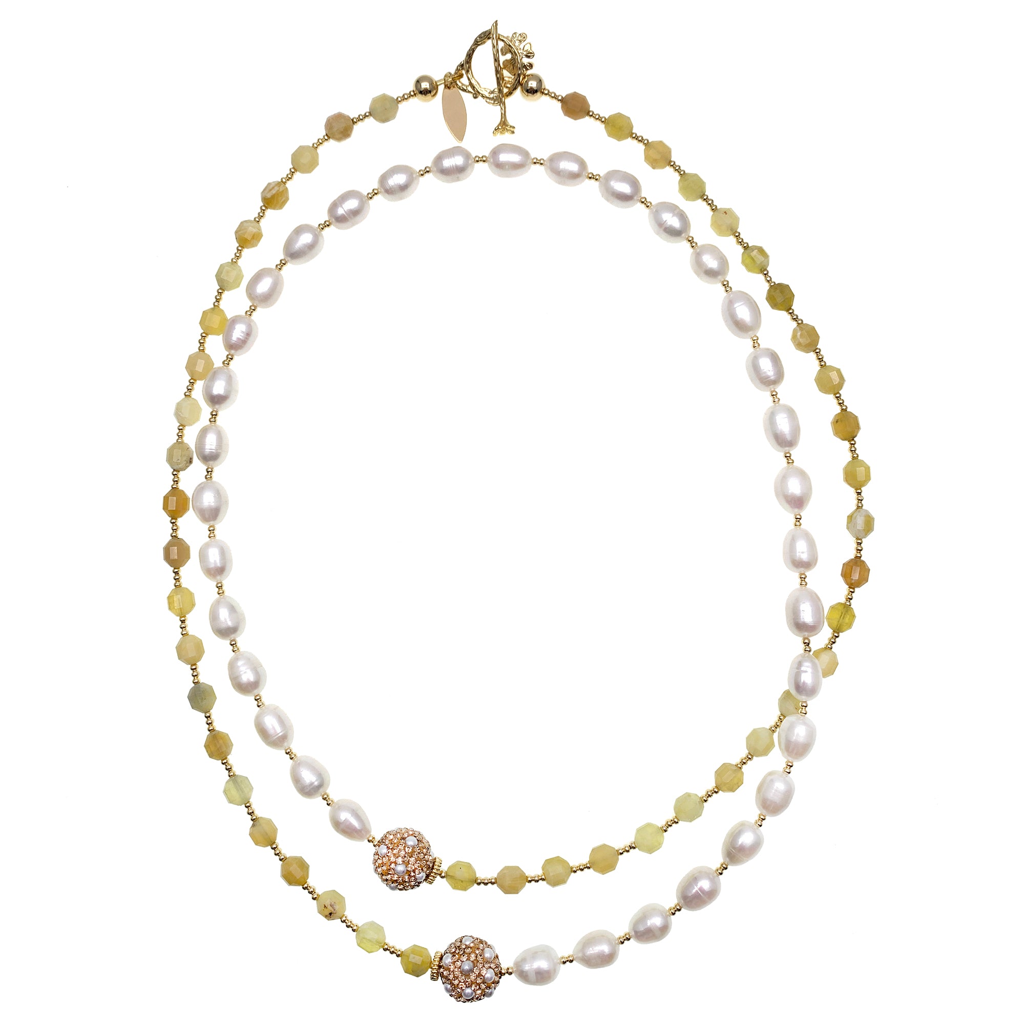Yellow Opal and Freshwater Pearls Multi-Way Adjustable Necklace GN010 - Perfect for Bridal, Boho Jewelry & Special Occasions