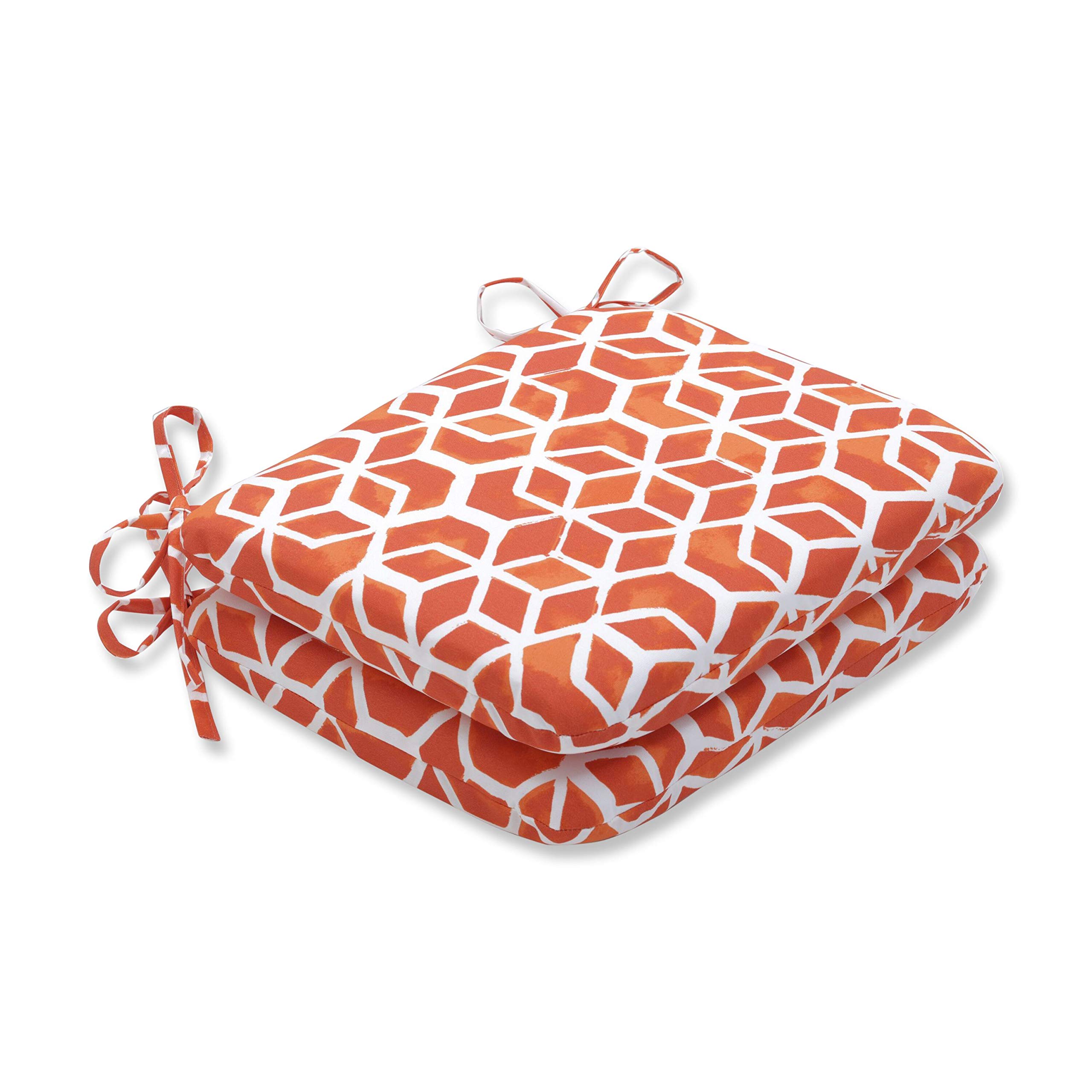 Celtic Marmalade Round Corner Seat Cushions 18.5x15.5 Inch - 2 Pack Waterproof Outdoor/Indoor Pillow Covers - Orange Accent Decor for Patio, Garden, Porch & Living Room