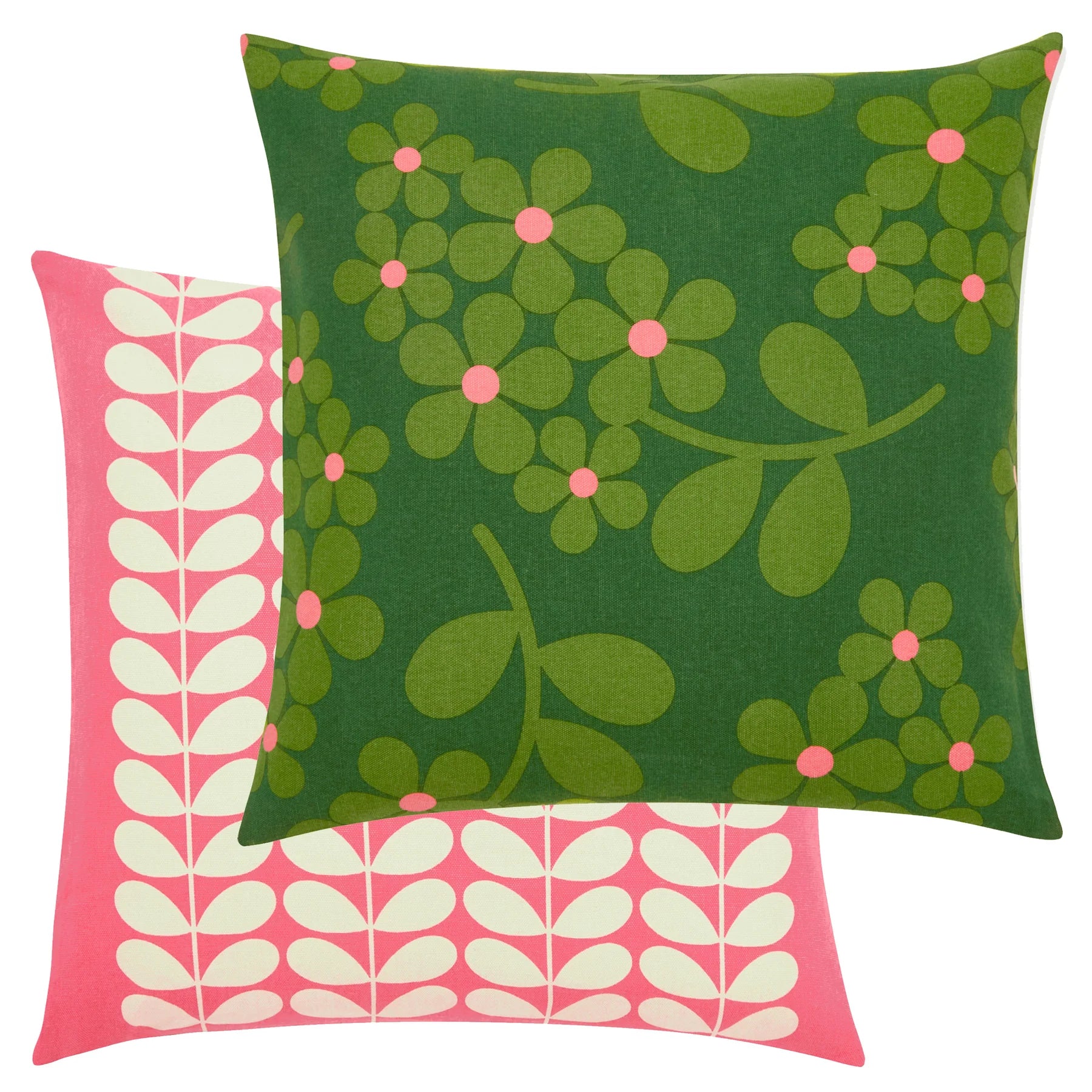 Orla Kiely Wisteria Pattern Decorative Throw Pillow Cover - Green Floral Design for Sofa, Bed, Living Room & Home Decor