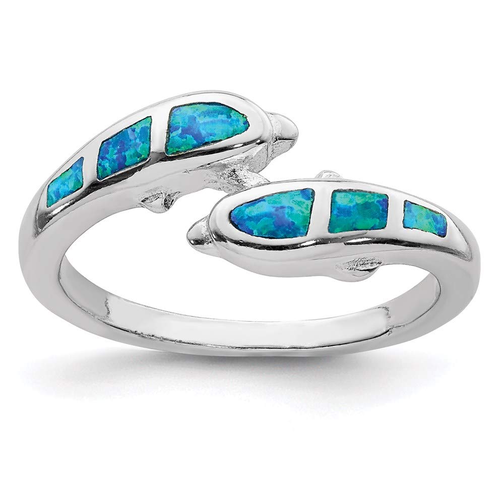 925 Sterling Silver Blue Opal Dolphin Ring for Women - Handmade Fine Jewelry, Elegant Gift for Her - Perfect for Birthdays, Anniversaries & Special Occasions