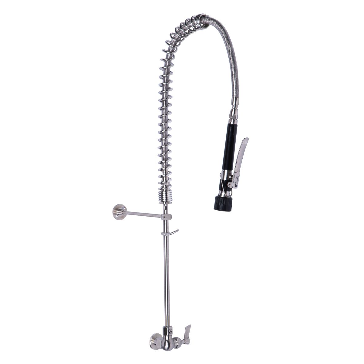 3Monkeez Stainless Steel Single Wall Mount Pre Rinse Faucet - Commercial Grade Kitchen Sink Sprayer for Restaurants, Food Prep & Dishwashing Stations
