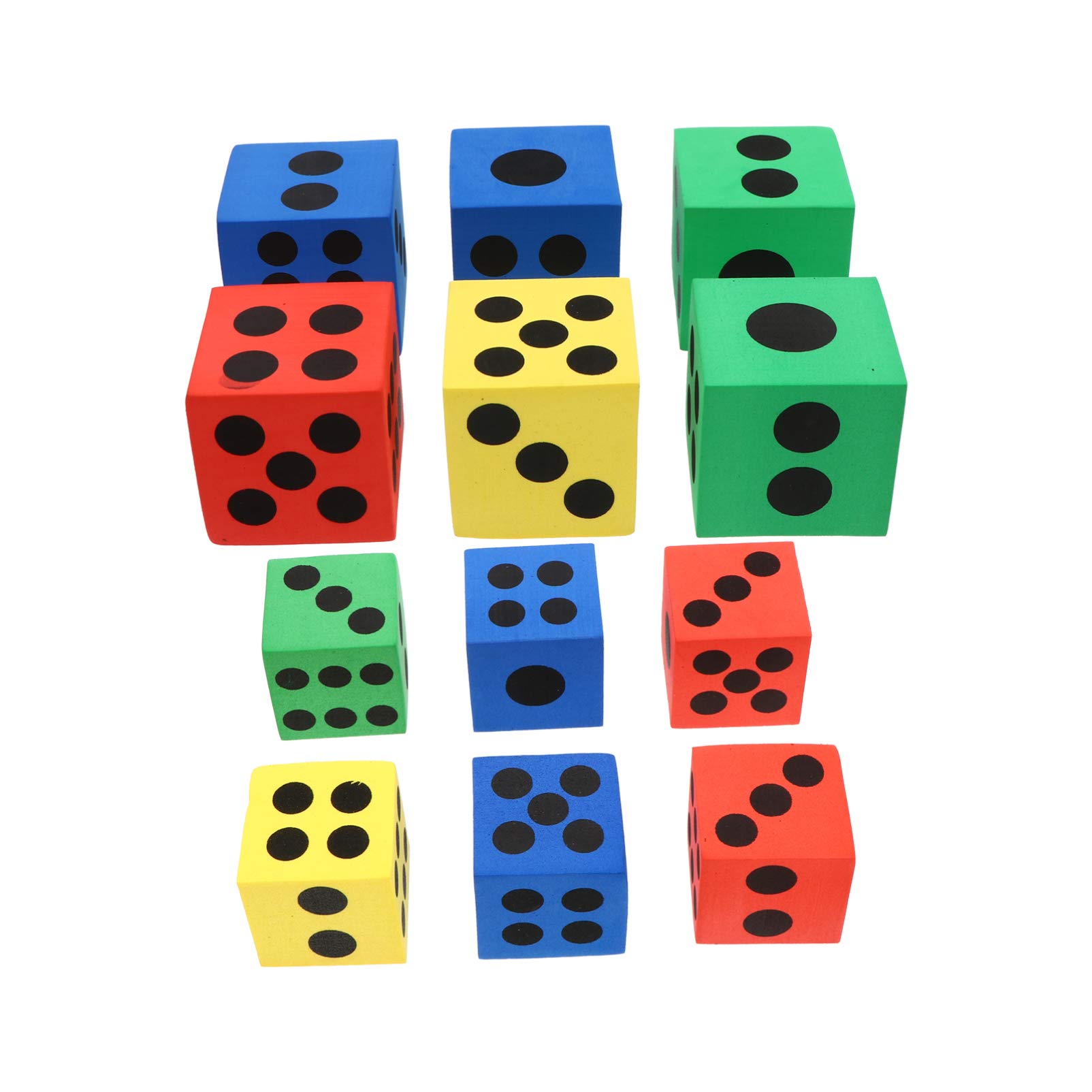 Amosfun 12pcs Soft Foam Dice Set for Kids Math Games - Classroom & Party Supplies (Random Colors)