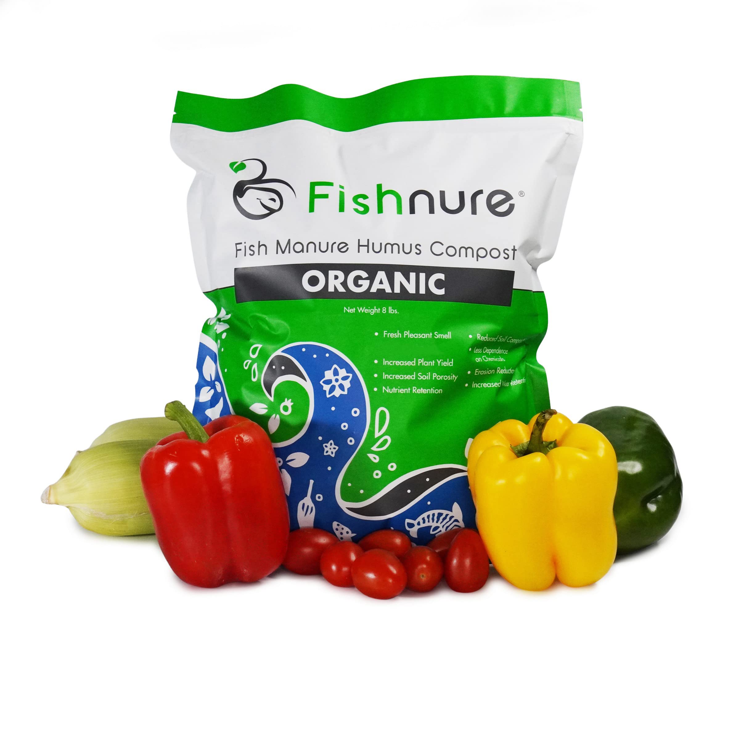 Organic Fish Compost Fertilizer 32 lbs (4 Pack) - Natural Plant Food for Indoor & Outdoor Plants, Gardening Essentials - Perfect for Houseplants, Vegetables, Flowers & Lawn Care