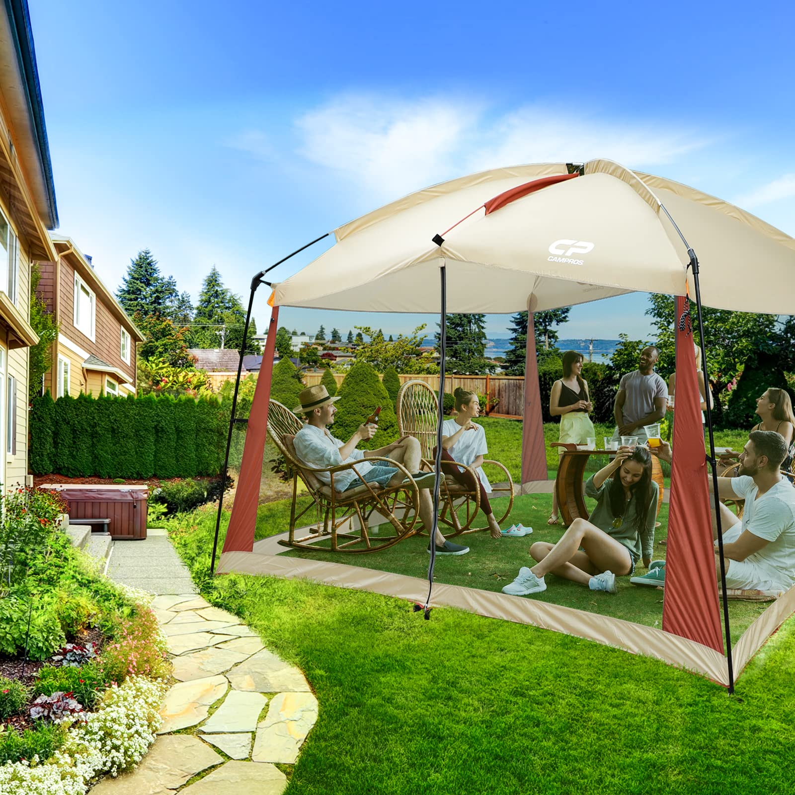 12x10 Ft CAMPROS Screen House Tent - Mesh Net Wall Canopy Shelter for Camping, Patios & Outdoor Activities | Perfect for Backyard BBQs, Picnics & Bug-Free Relaxation