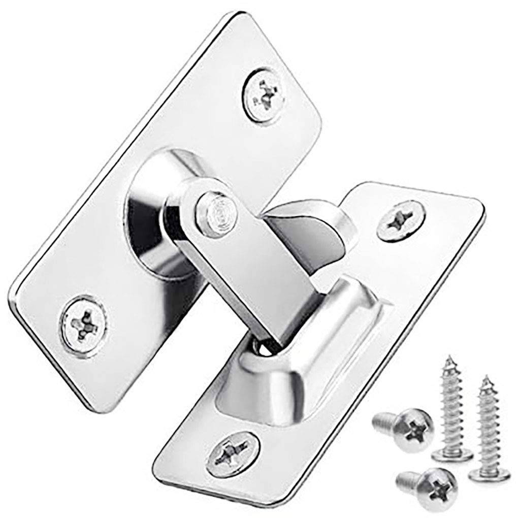 90 Degree Stainless Steel Right Angle Sliding Door Latch - Heavy Duty Door Lock Latch with Screws for Cabinet, Wardrobe & Furniture Hardware (Perfect for Home, Office & RV Use)