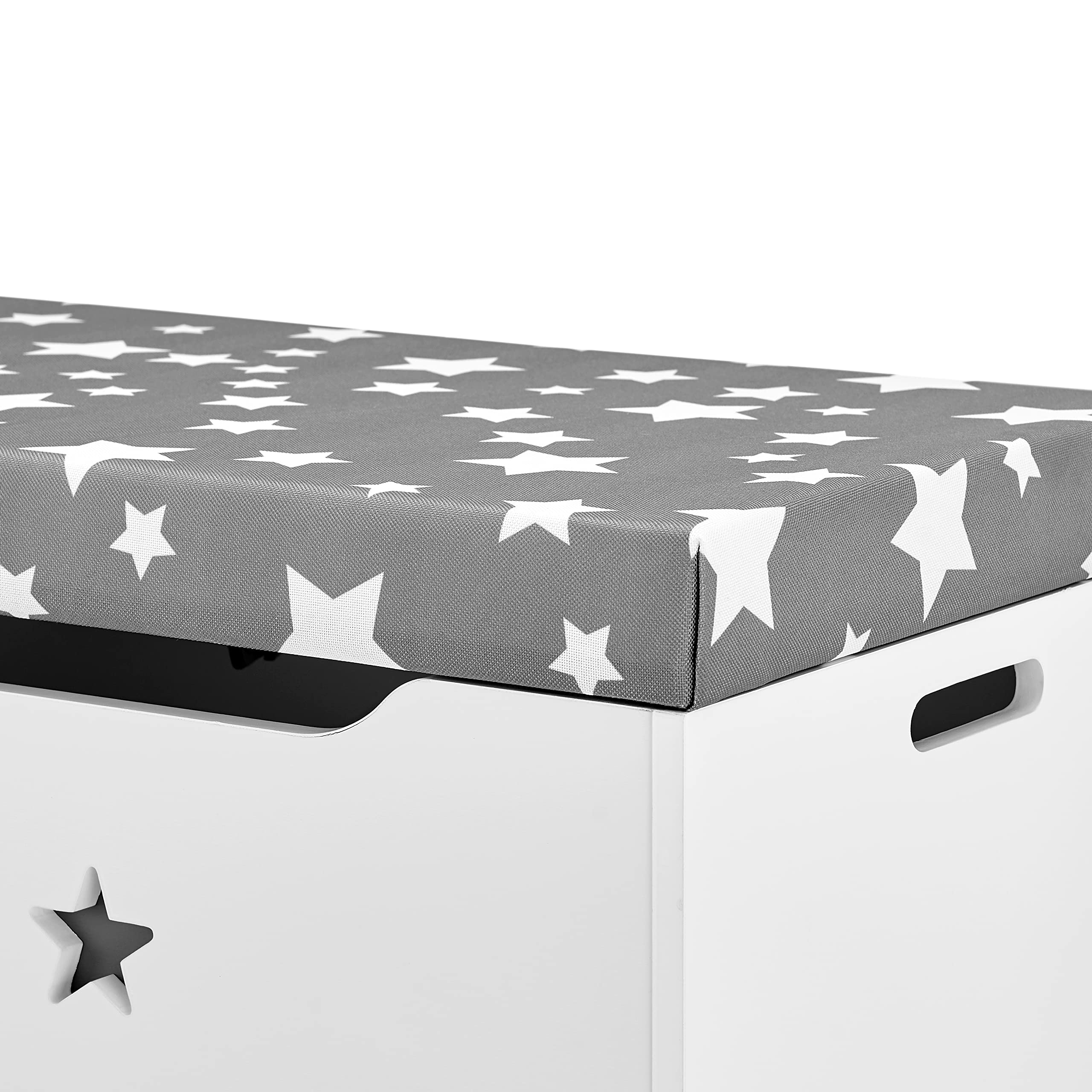 Gray & White Kids Toy Storage Bench with Cushion Seat - Multi-Functional Organizer for Toys, Shoes & Books - Perfect for Bedroom, Playroom & Nursery Organization