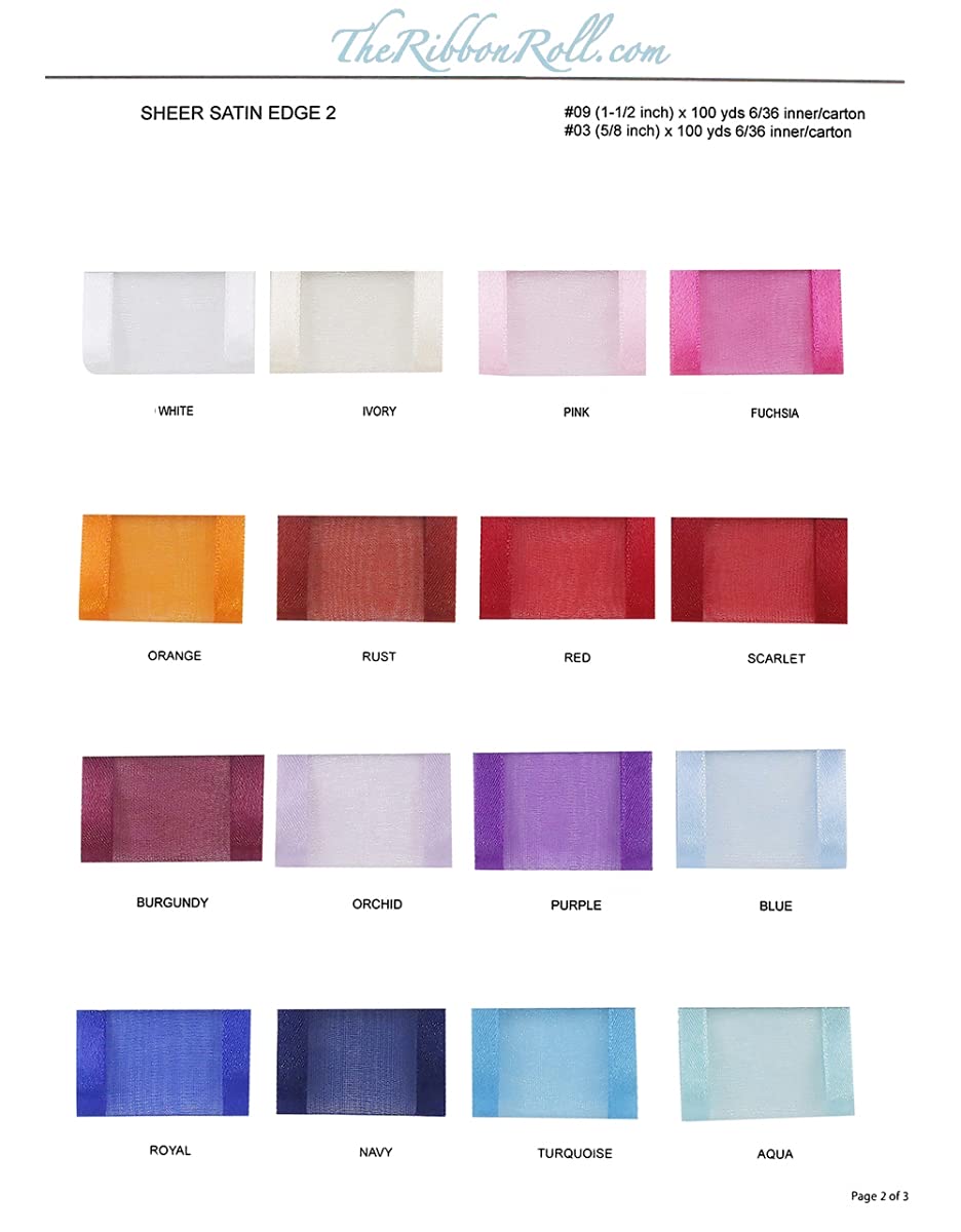 Reliant Ribbon Sheer Satin Edge 2 Ribbon - 5/8 Inch x 100 Yards, Purple - Perfect for Gift Wrapping, Crafts, and DIY Wedding Decorations