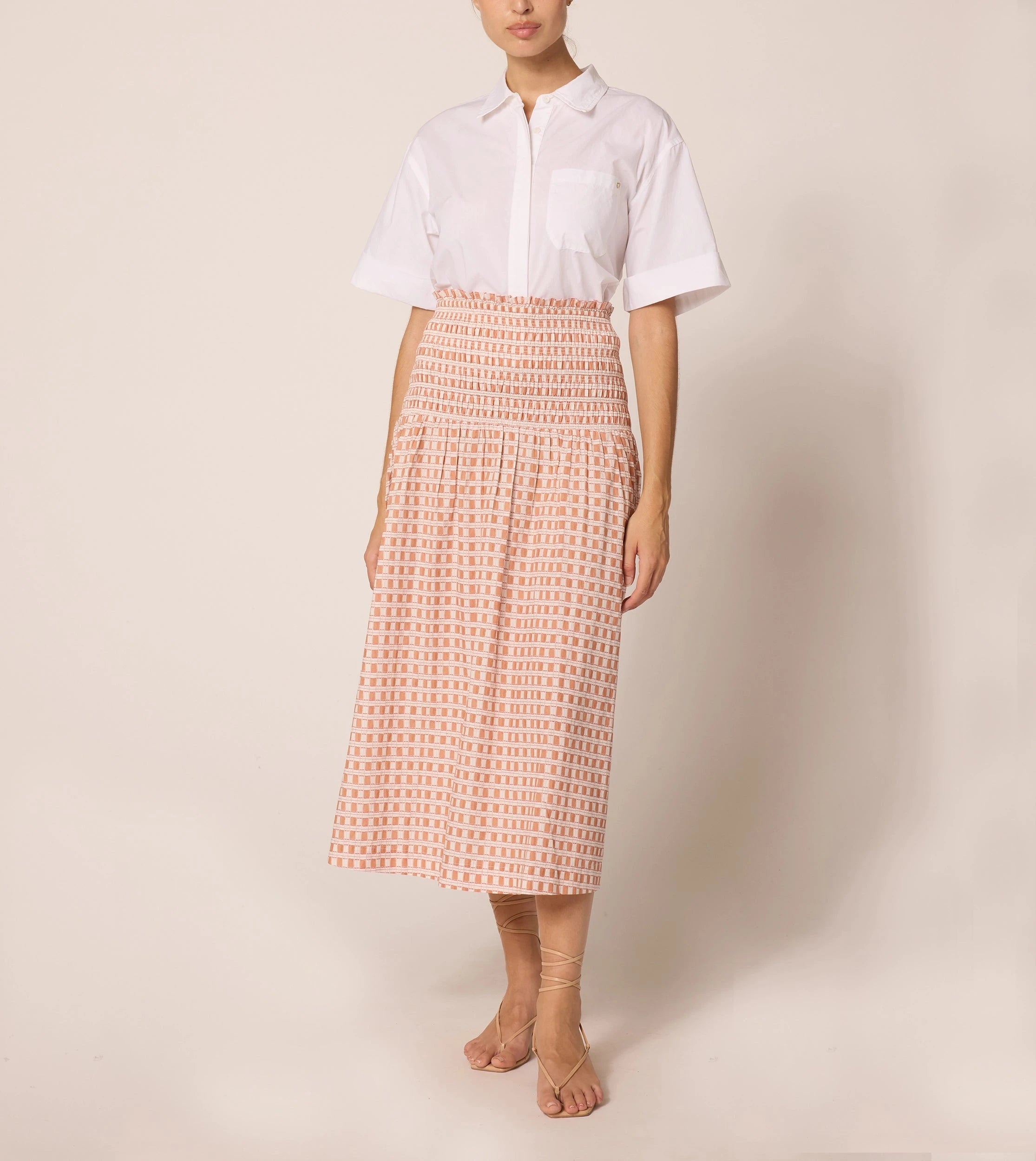 Azita Women's Midi Skirt - Bellini Plaid Tartan Pattern A-Line Skirt for Office, Party & Casual Wear | Fall Winter Fashion