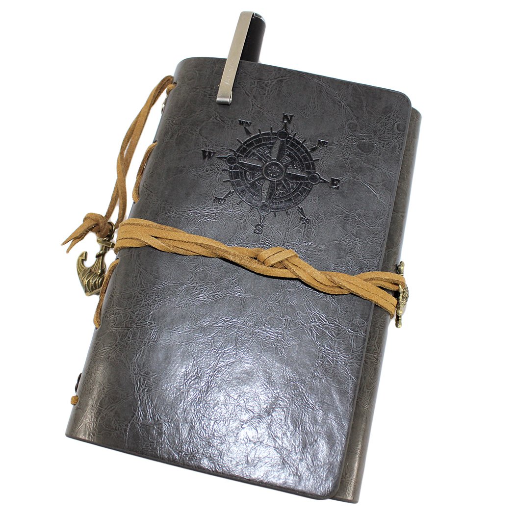 Vintage Classic Refillable Notebook with Loose Leaf Pages - Black Writing Journal & Gel Pen Set for School, Office, and Creative Note-Taking