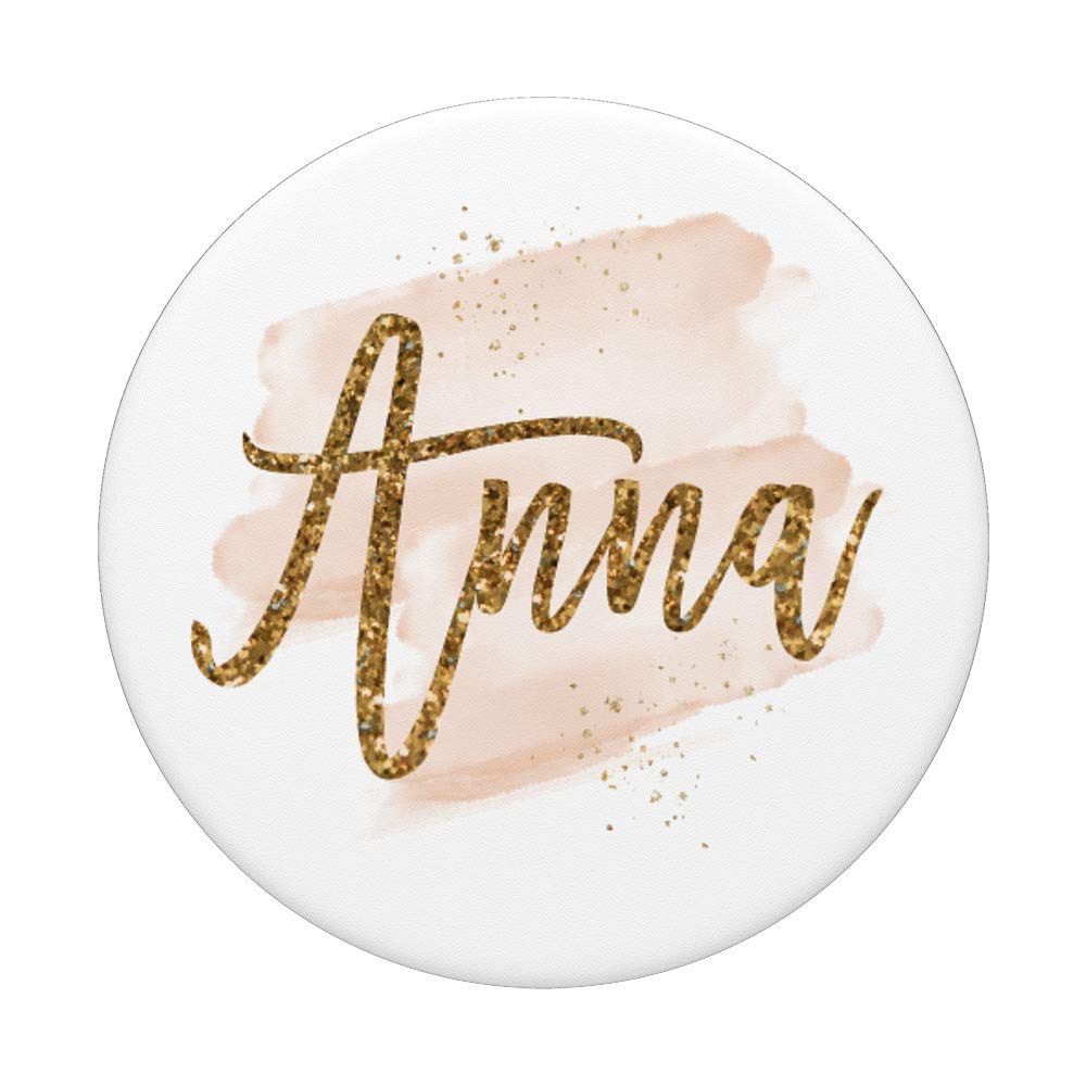 Personalized Anna Faux Gold Script PopSocket - Swappable Phone Grip for Girls & Ladies, Ideal for Daily Use, Travel, and Work