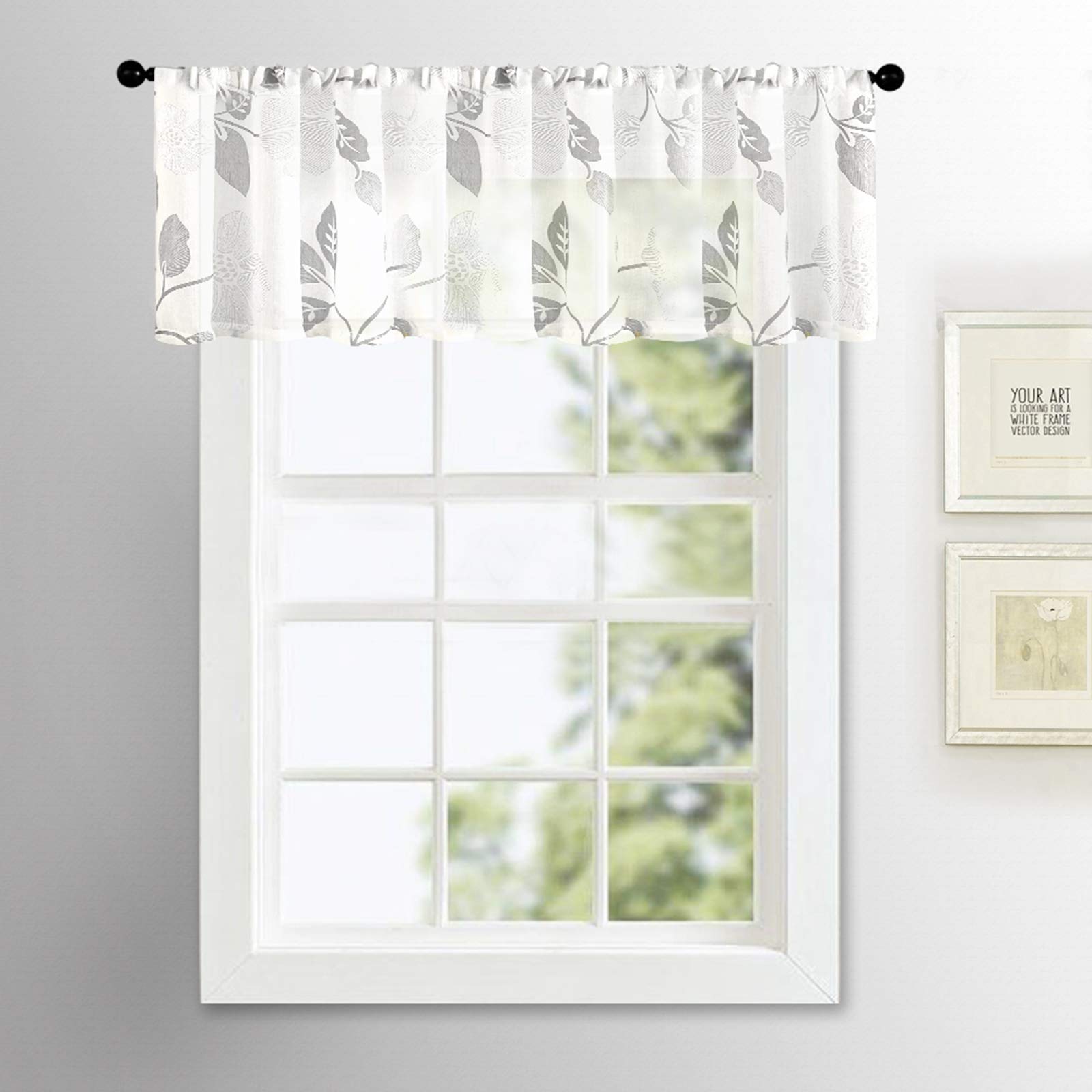 MRTREES Sheer Printed Valance Curtains 54