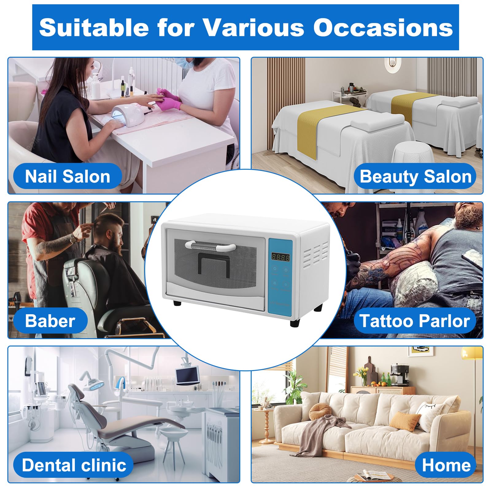 Professional 10L UV & 167℉ Hot Air Nail Tool Sterilizer - Multifunctional Cleaning Machine with Adjustable Tiers & LED Display for Salon, Spa, Hair & Nail Tools (Blue) | Perfect for Sanitizing Manicure, Pedicure & Beauty Equipment in Salons, Spas & Home Use