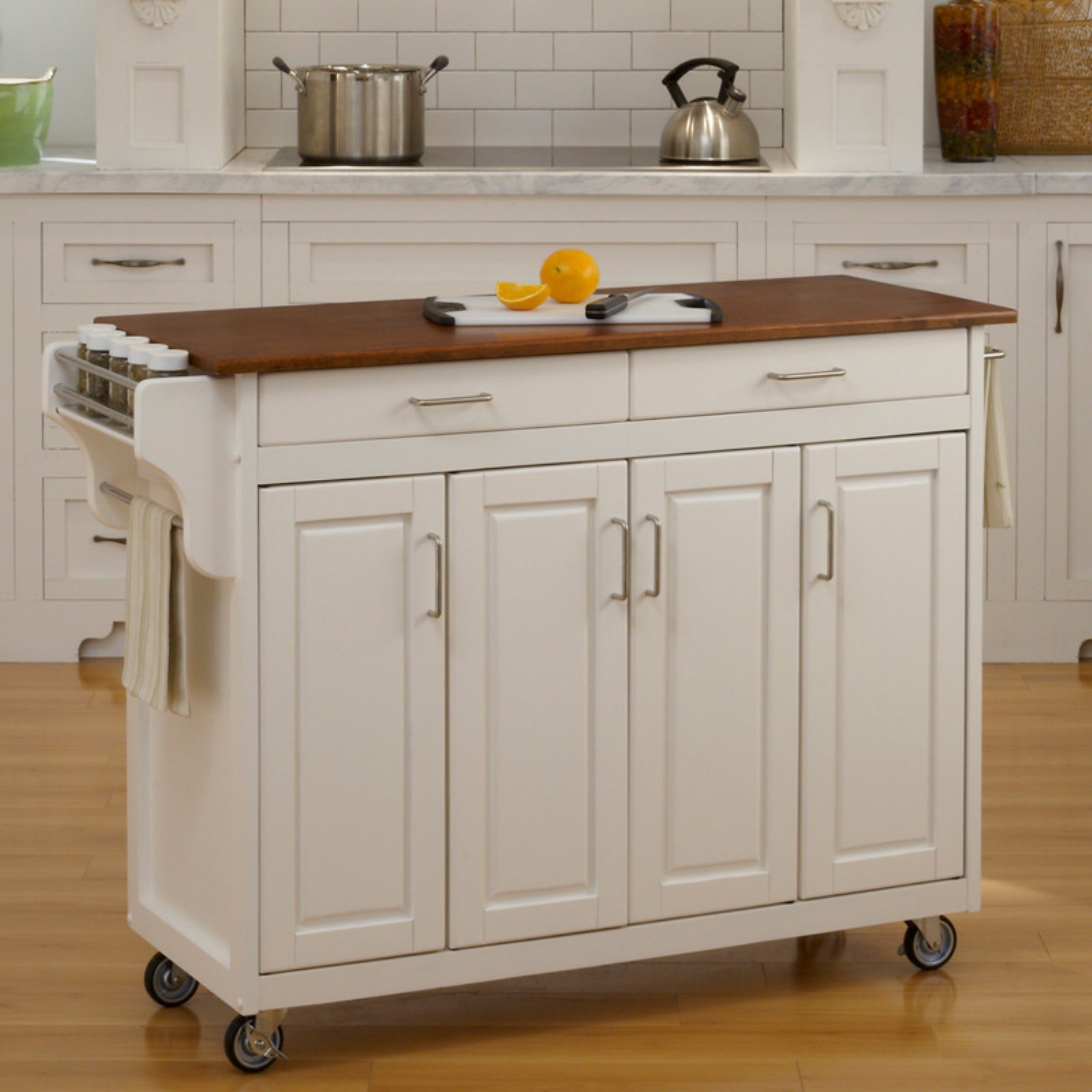 Homestyles Black Kitchen Cart with Wheels - Portable Rolling Island for Small Spaces, Countertop Storage & Dining Prep - Perfect for Apartments, Dorms & Compact Kitchens