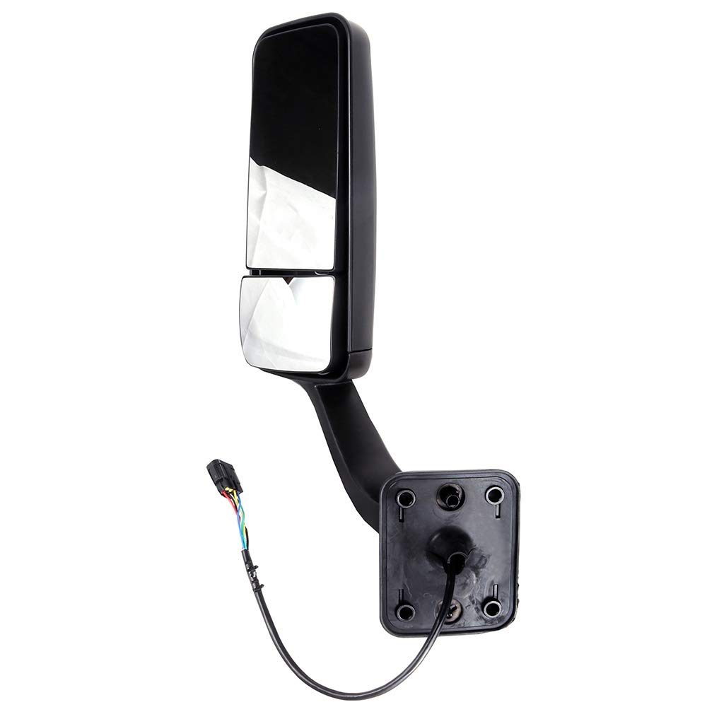 Heated Power-Adjusted Black Manual Folding Truck Hood Mirror - Compatible with 2008-2016 Freightliner Cascadia (Left Side Upgrade) | Durable Rearview Mirror for Enhanced Visibility & Safety in All Weather Conditions