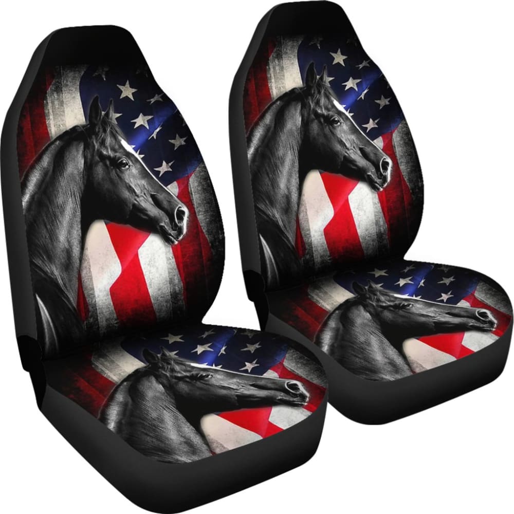 American Flag Horse Car Seat Covers - Patriotic Equestrian Gift for Horse Lovers - Perfect for Trucks, SUVs & Road Trips