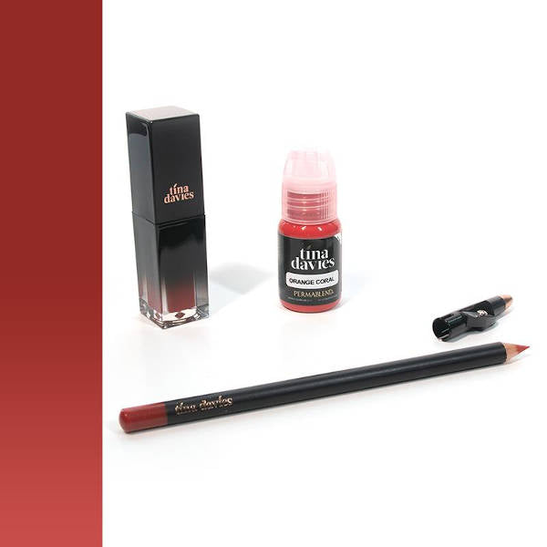 Perma Blend Tina Davies Lip Orange Coral Trio Set - Professional Lip Pigment Kit for Permanent Makeup, Ombre Lips & Tattoo Artists - Perfect for Salon, Spa & Beauty Professionals