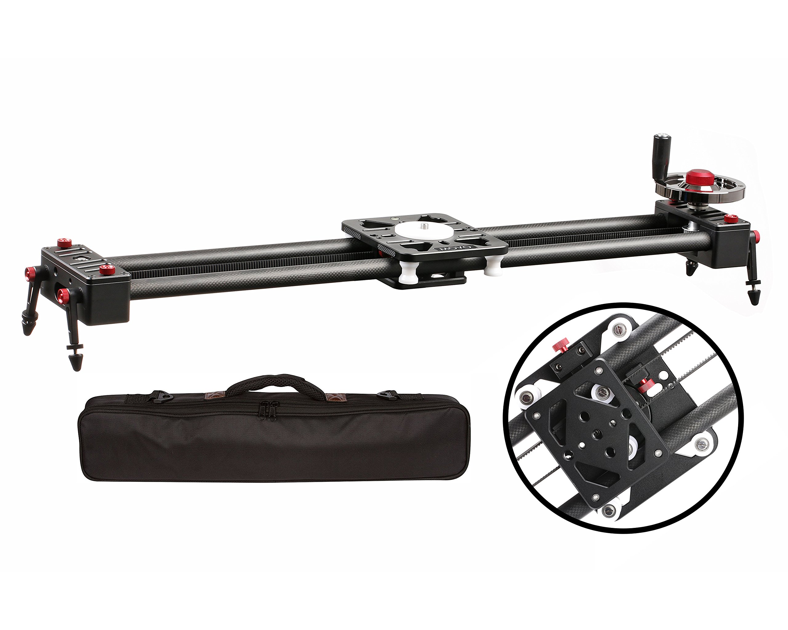 Movo/Sevenoak Expandable Carbon Fiber Sliding Track - Belt-Drive System with Weighted Flywheel Hand Control - Perfect for Home Gym, Physical Therapy & Fitness Training