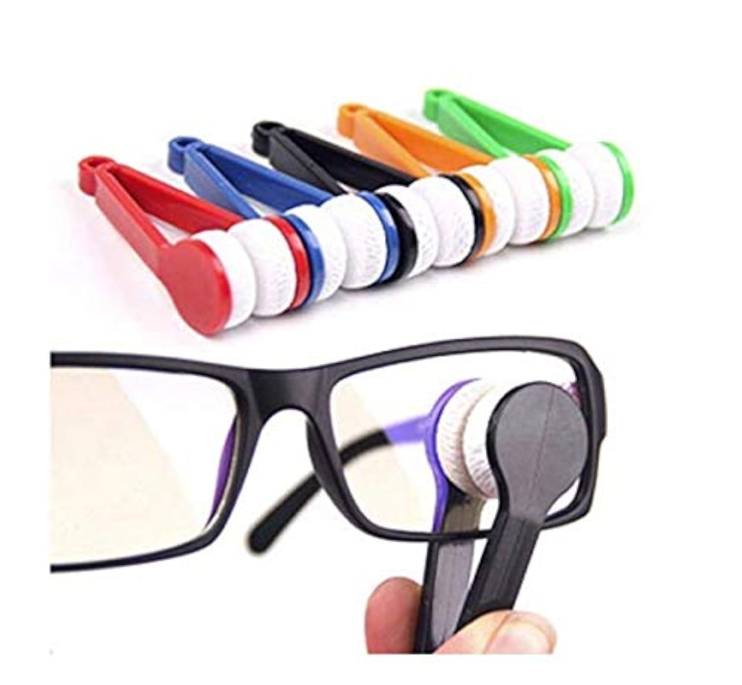 5-Pack Mini Sunglass Cleaner Kit - Soft Microfiber Cloth & Brush for Glasses, Eyeglasses, Spectacles - Perfect for Travel, Office, and Daily Lens Cleaning