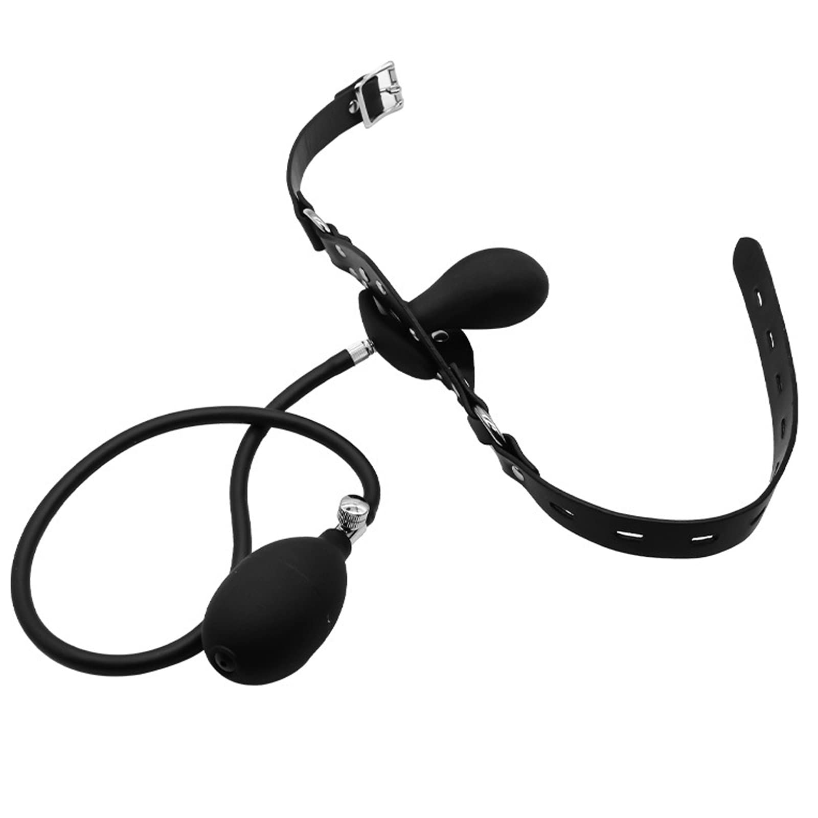 Premium Liquid Silicone BDSM Ball Gag - Black Inflatable Mouth Plug for Bondage, Role Play & Fetish Sex - Perfect for Couples, Beginners (Men & Women) - Enhance Sensory Play & Spice Up Bedroom Adventures