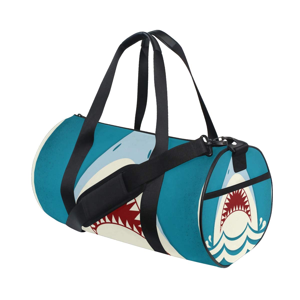Premium Gym Sports Dance Travel Duffel Bag with Shark Tooth Design - Water-Resistant Weekender Luggage for Vacation, Workout & Outdoor Adventures