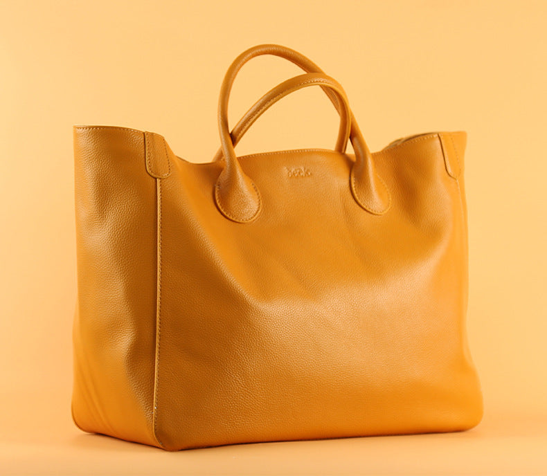 Premium Genuine Leather Tote Bag - Large Capacity Cowhide Handbag for Women - Stylish & Durable for Work, Travel & Everyday Use