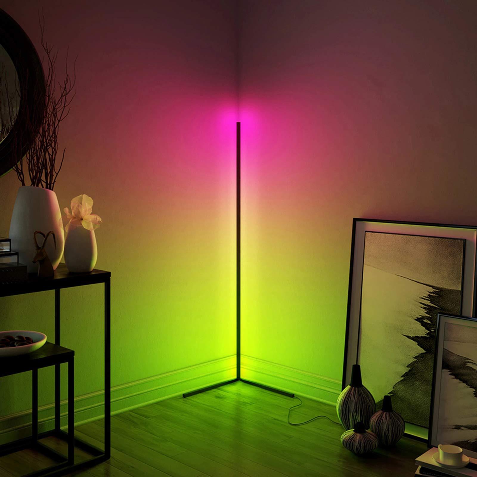 Modern LED Floor Lamp with Color Changing & Dimming - Stylish Corner Standing Light for Living Room, Bedroom & Office - Perfect for Reading, Relaxing & Home Decor