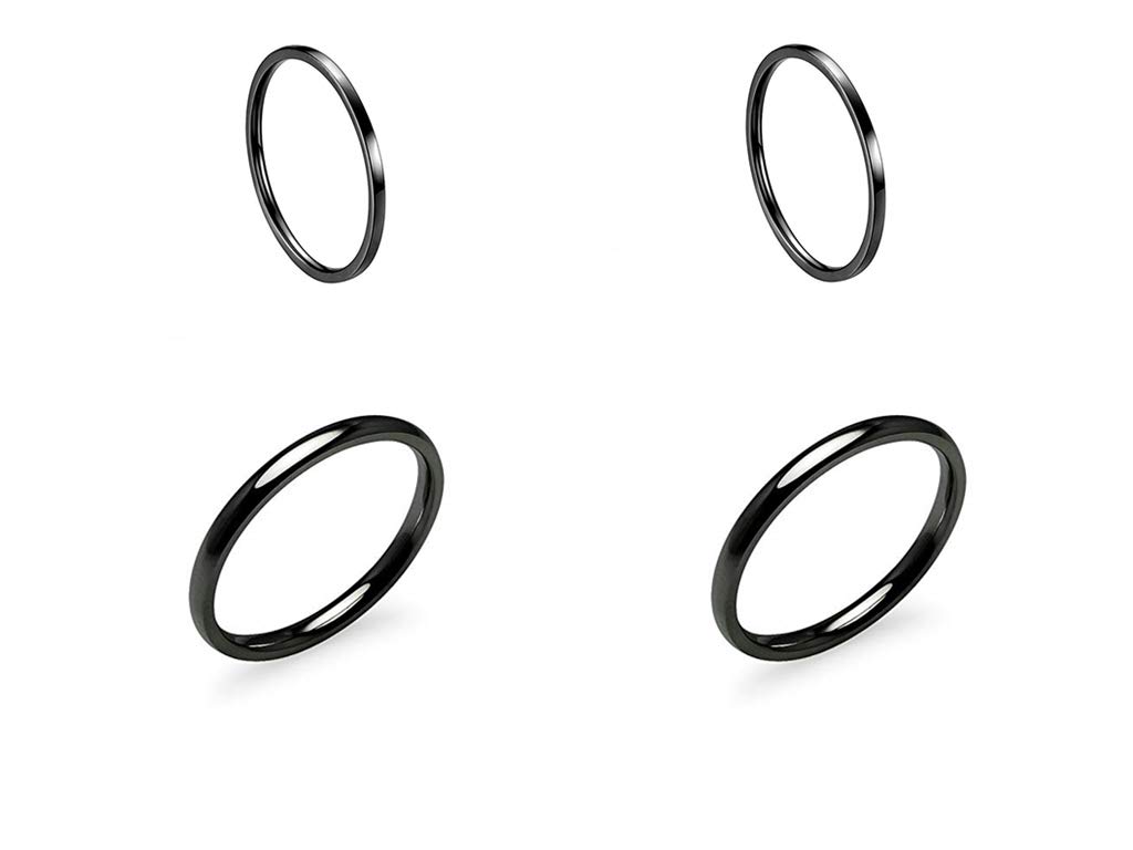 Kogl 4-Piece Stainless Steel Midi Rings Set - 1mm & 2mm Thin Stackable Rings in Gold, Rose Gold & Silver for Women | Perfect for Layering, Daily Wear & Gift Giving
