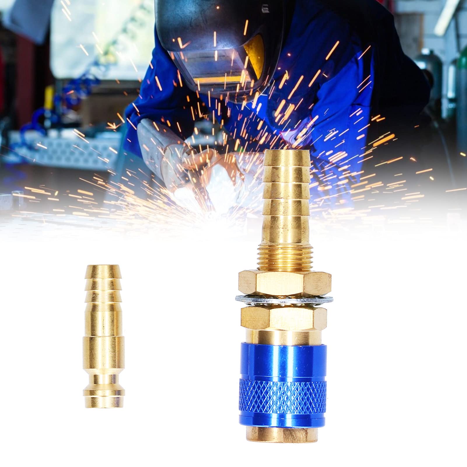 Brass Quick Connector for TIG Welding Torch - Welding Equipment Accessory (Blue) for Professional Use