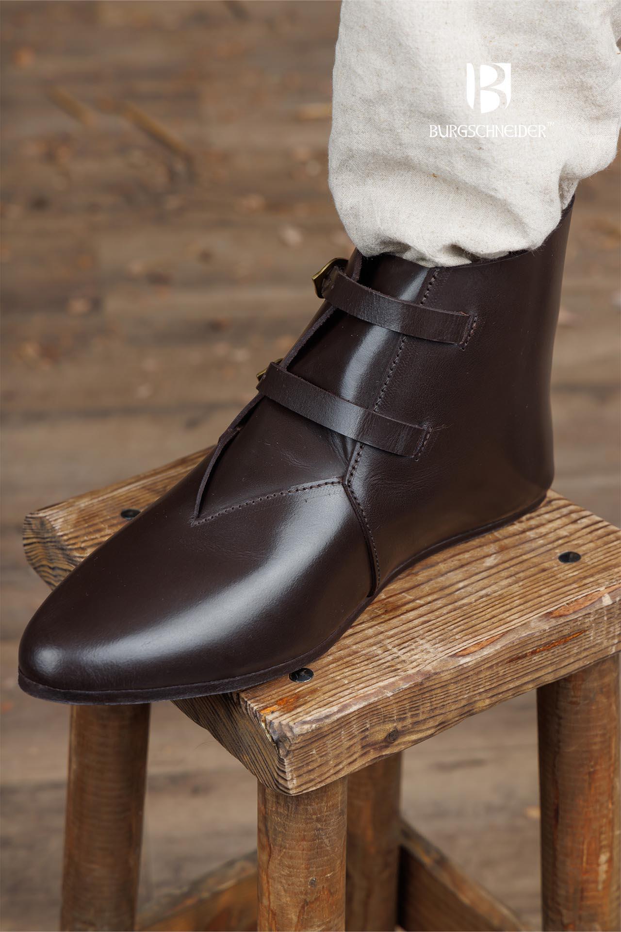 Medieval Half Boots Adelhelm Dark Brown - Authentic Renaissance Footwear for LARP, Cosplay & Historical Reenactment