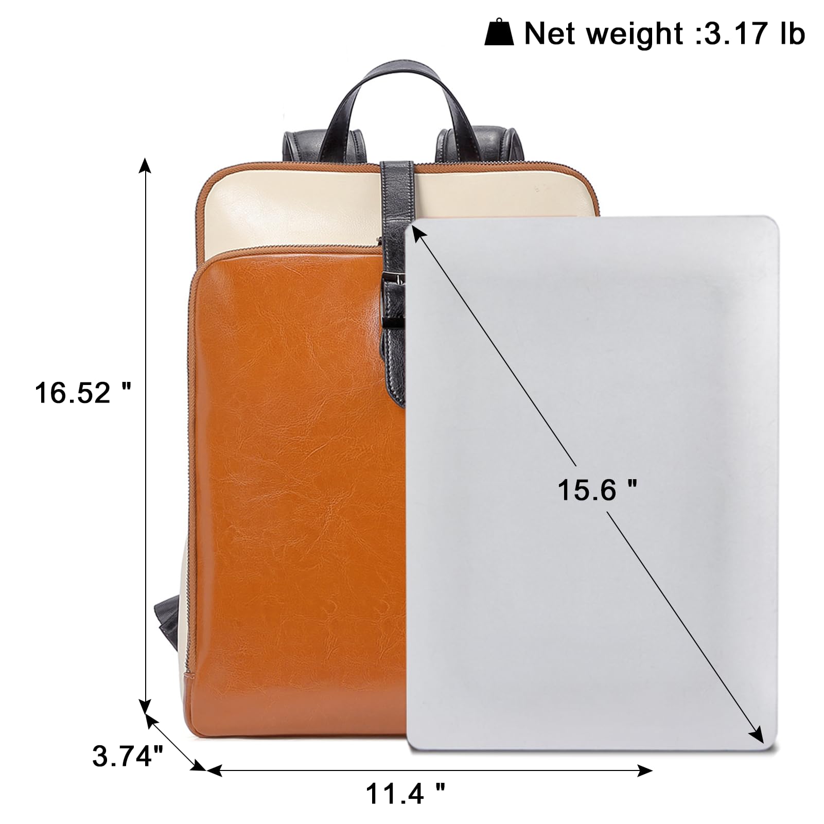 CLUCI Genuine Leather Backpack for Women - 15.6 Inch Laptop Bag, Large Work Backpack for Travel & Business - Perfect for Office, Commuting & College Campus Use