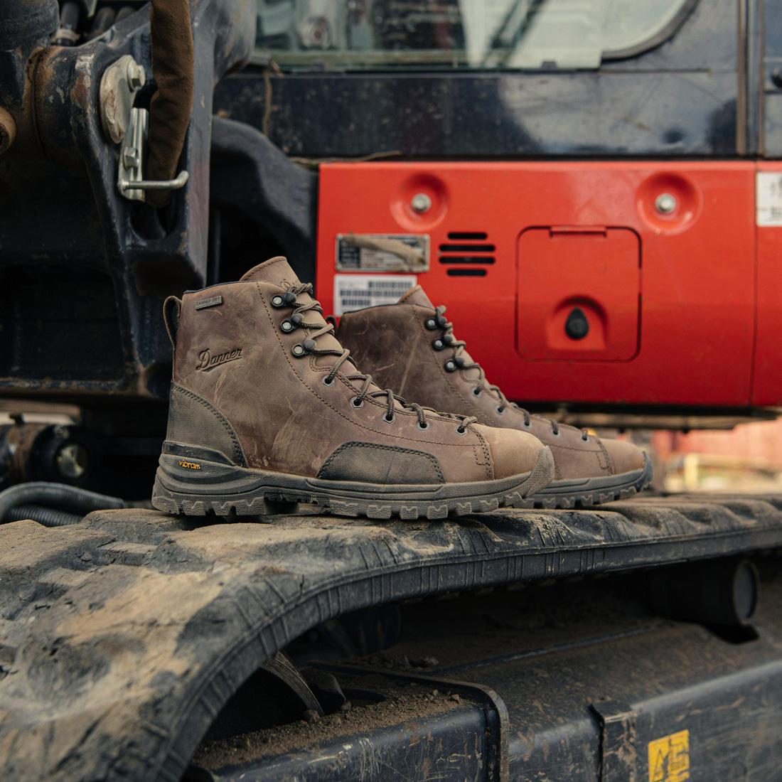 Stronghold 6 Soft Toe Work Boots for Men - Dark Brown Leather Safety Shoes - Comfortable & Durable for Construction, Landscaping & Outdoor Work