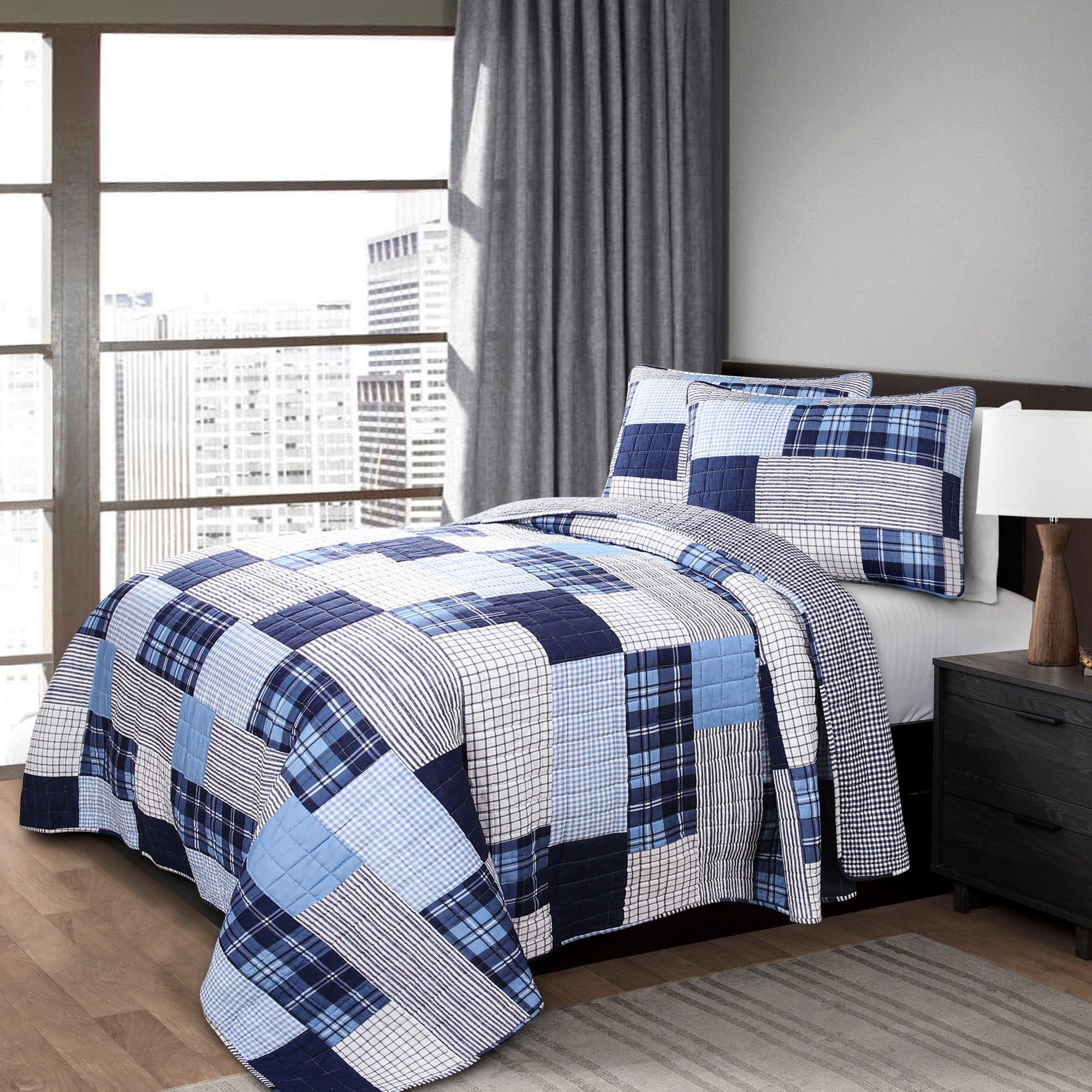 Greenville 3-Piece Quilt Set - Queen Size Bedding with Matching Pillow Shams - Perfect for Cozy Bedrooms & Guest Rooms